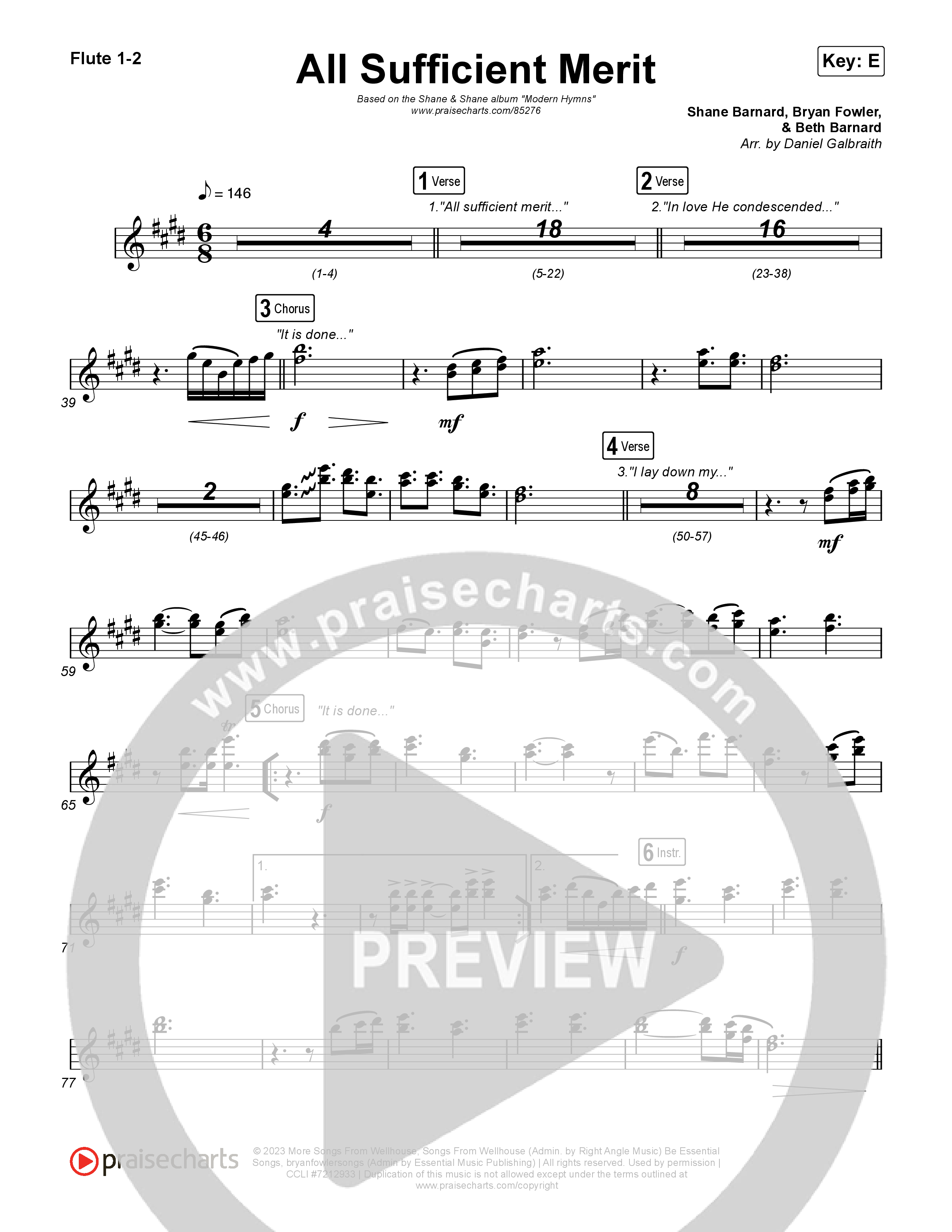 All Sufficient Merit Flute 1,2 (Shane & Shane)