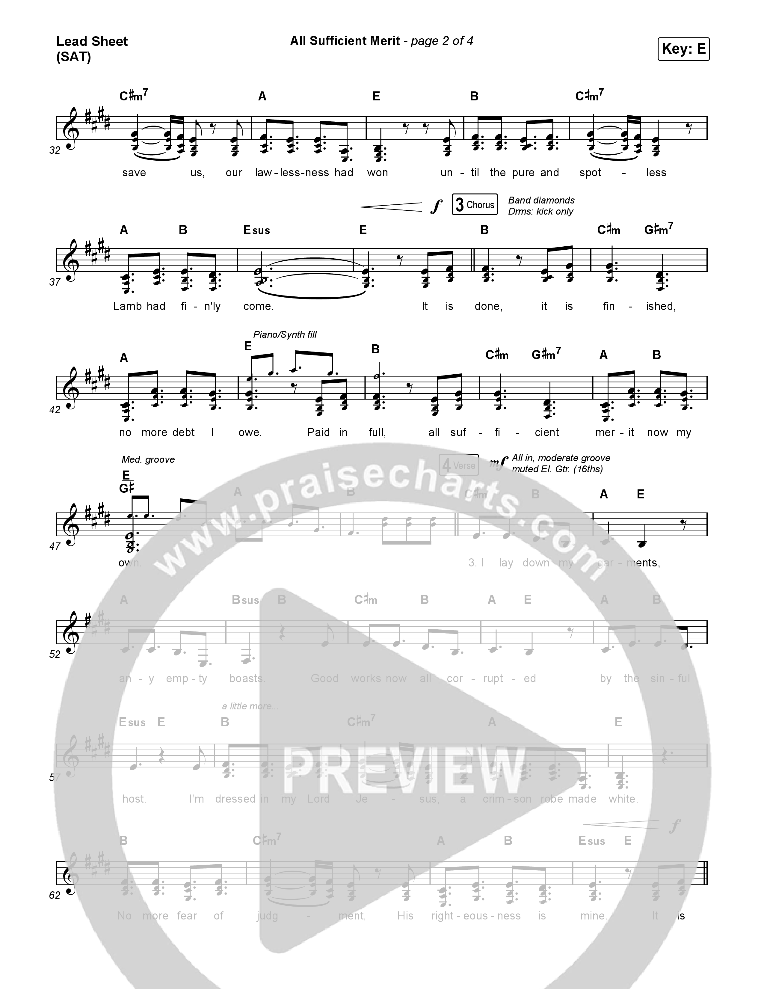 All Sufficient Merit Lead Sheet (SAT) (Shane & Shane)