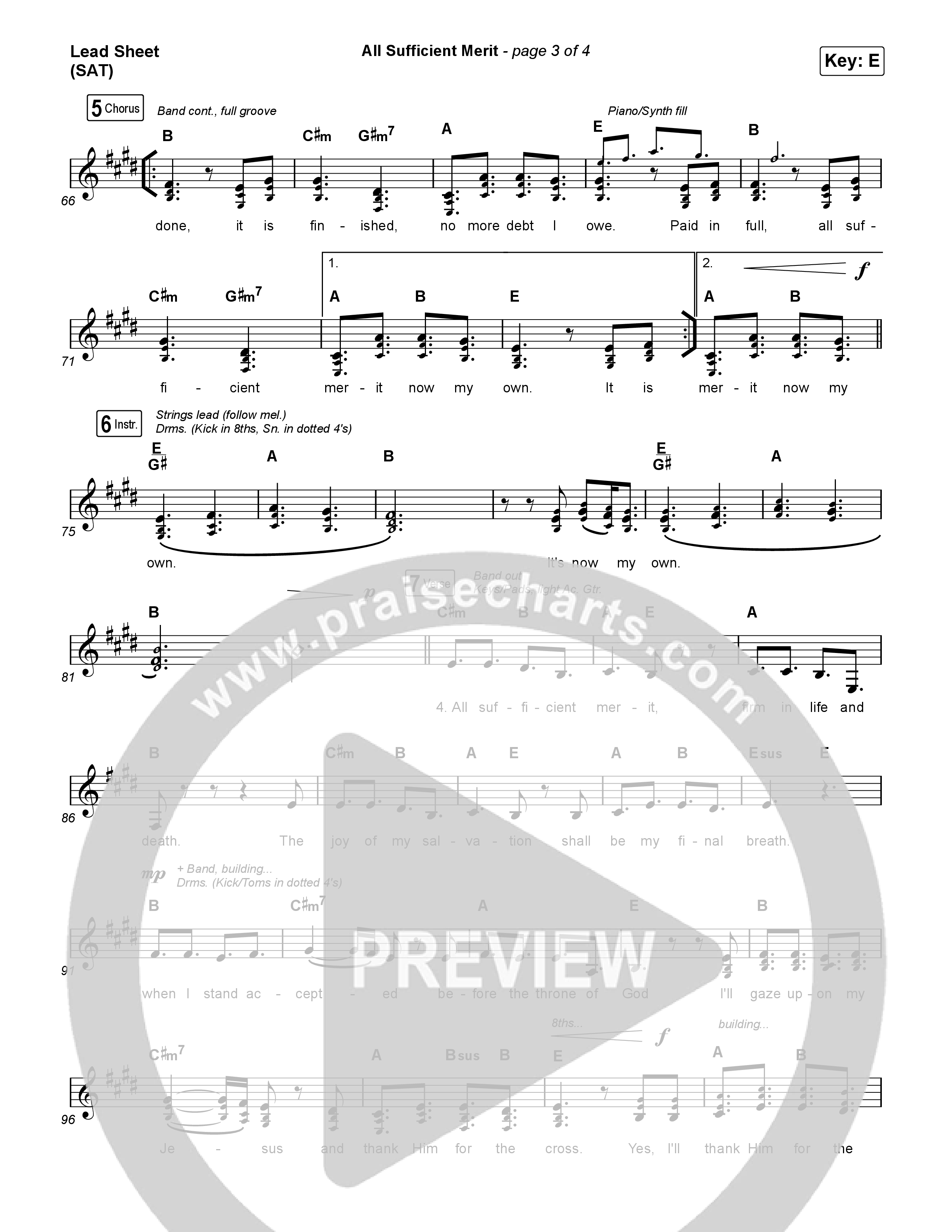 All Sufficient Merit Lead Sheet (SAT) (Shane & Shane)