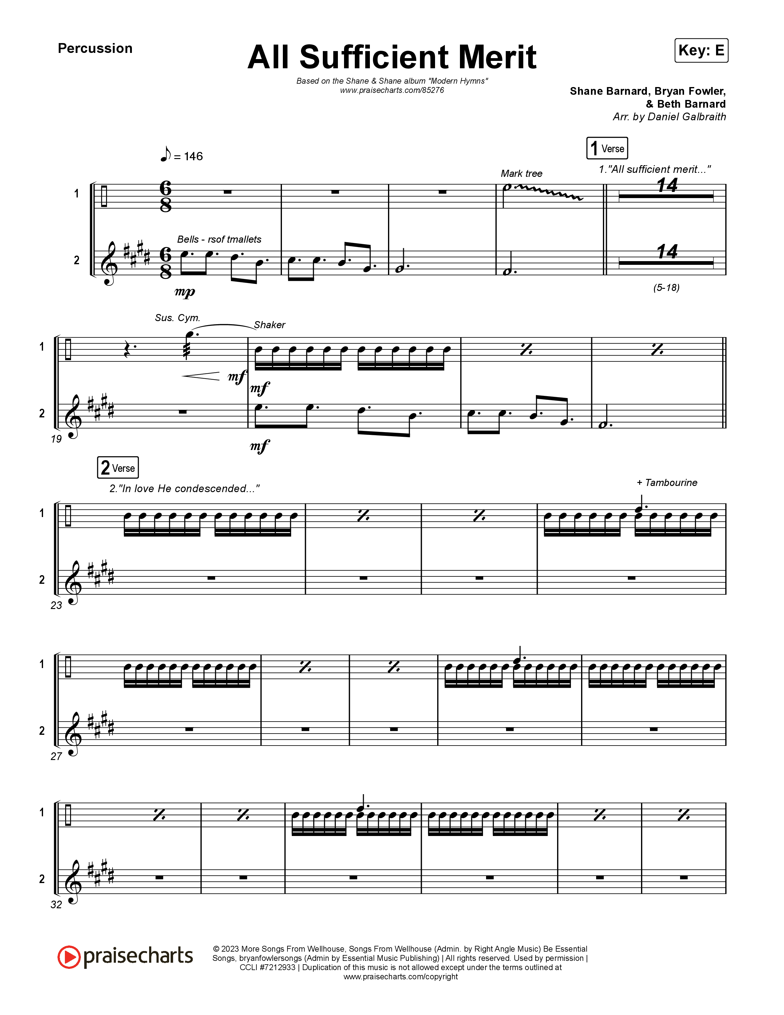 All Sufficient Merit Percussion (Shane & Shane)