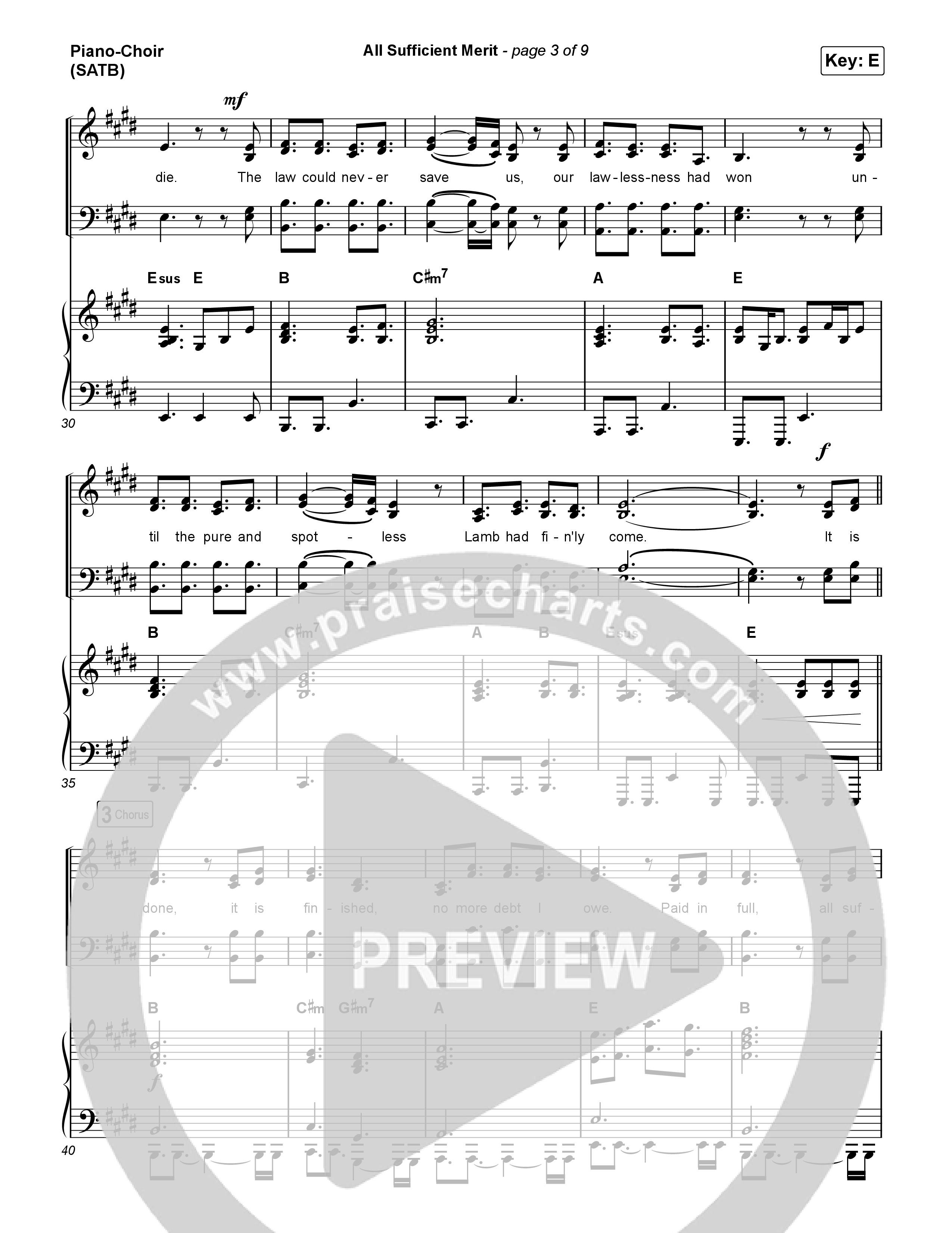 All Sufficient Merit Piano/Vocal (SATB) (Shane & Shane)