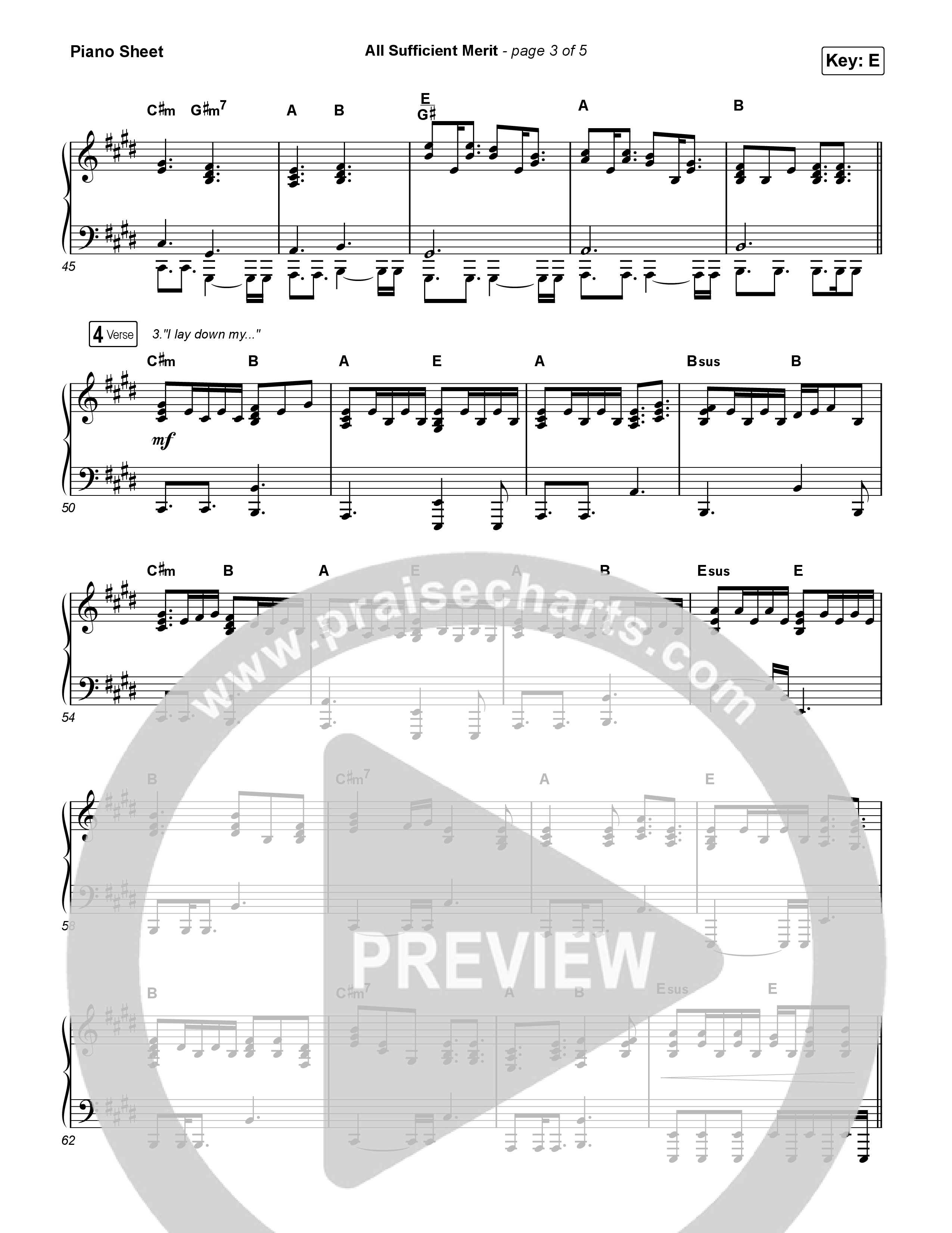 All Sufficient Merit Piano Sheet (Shane & Shane)