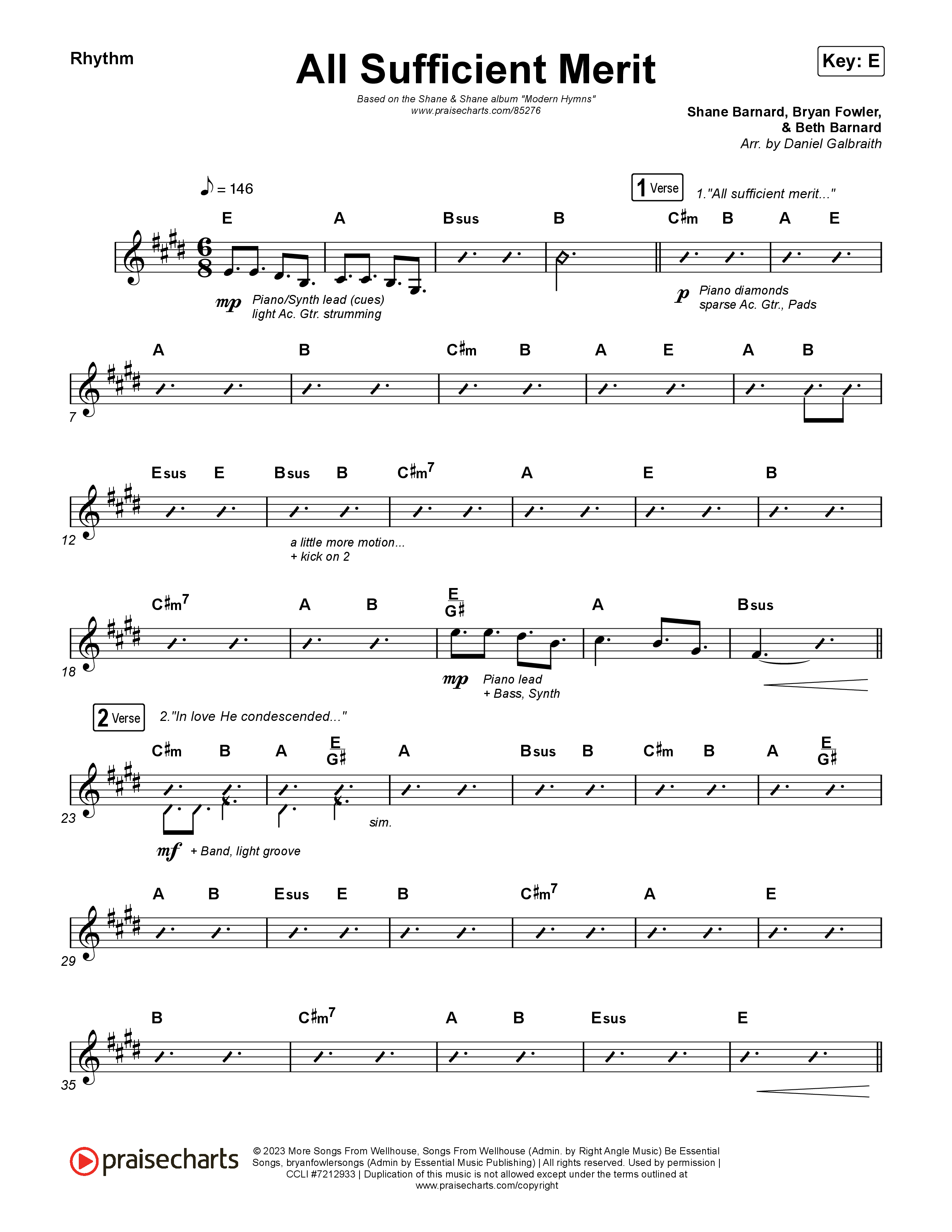 All Sufficient Merit Rhythm Chart (Shane & Shane)