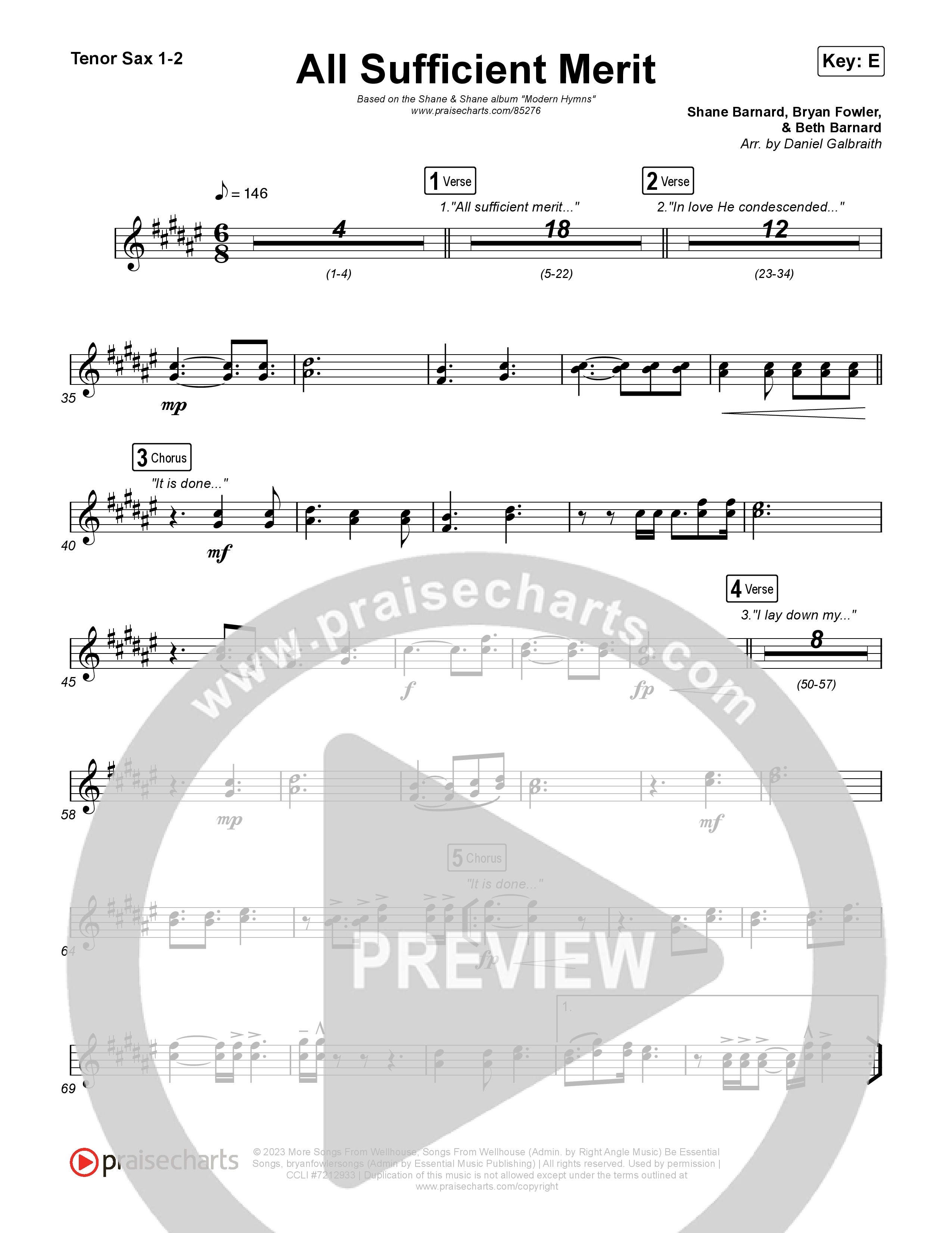 All Sufficient Merit Sax Pack (Shane & Shane)