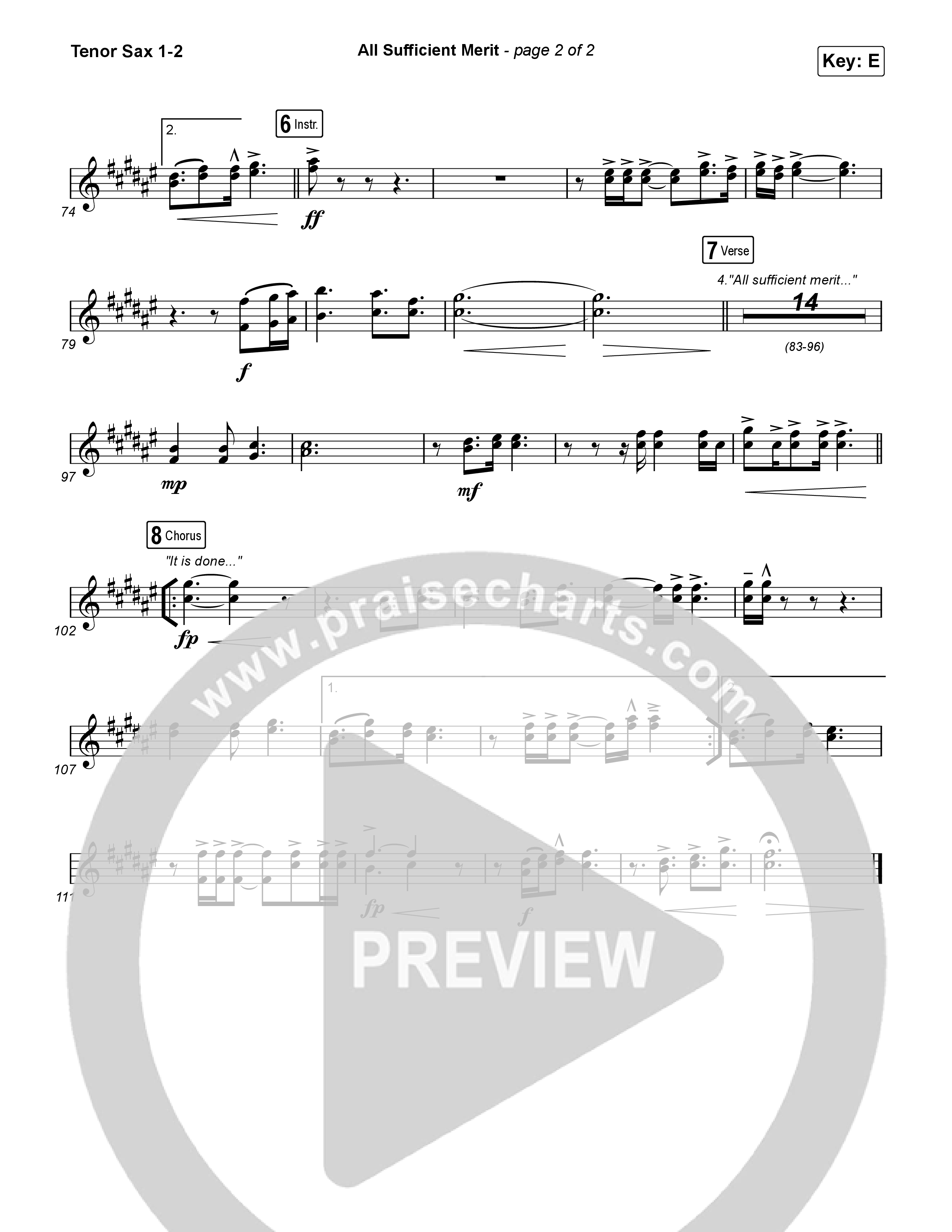 All Sufficient Merit Tenor Sax 1,2 (Shane & Shane)