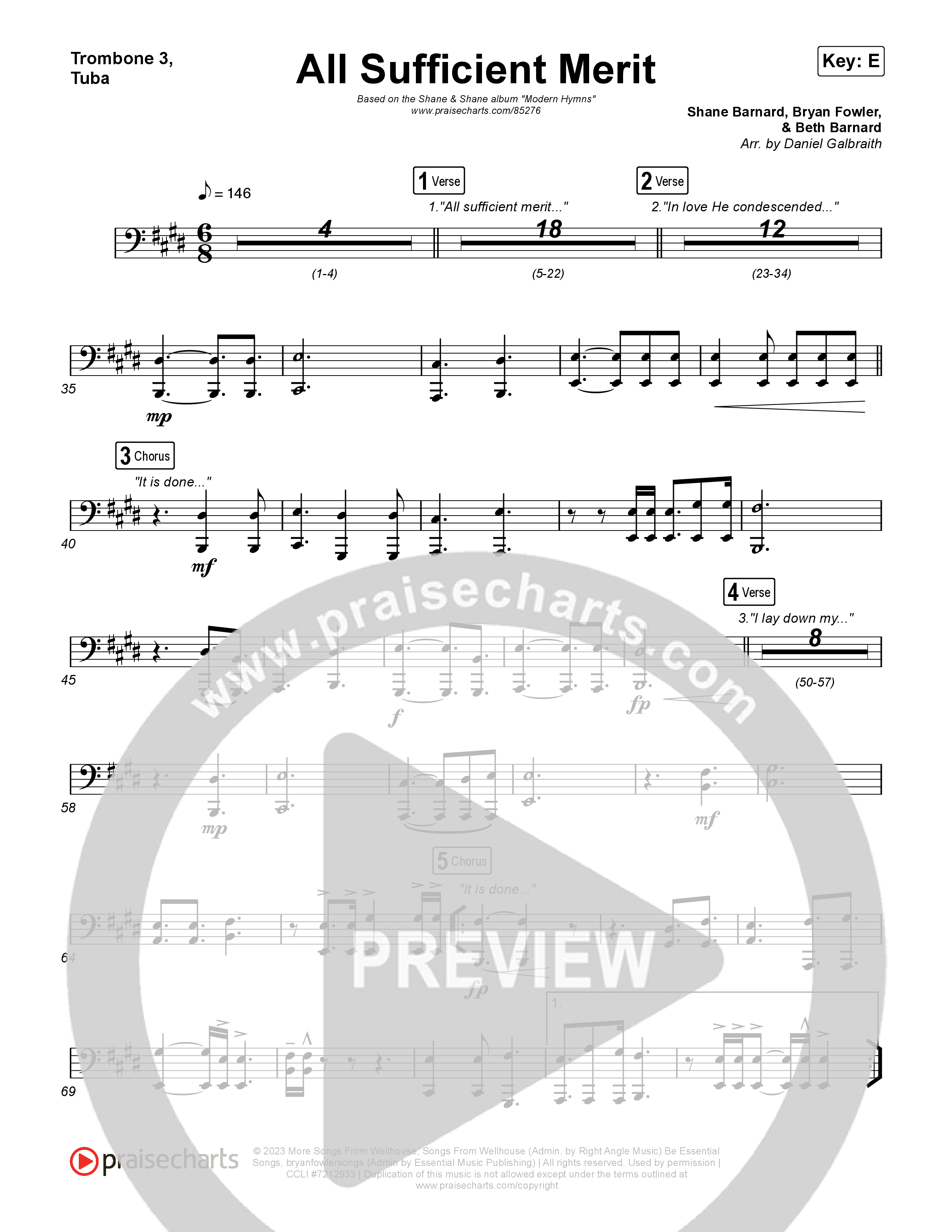 All Sufficient Merit Trombone 3/Tuba (Shane & Shane)