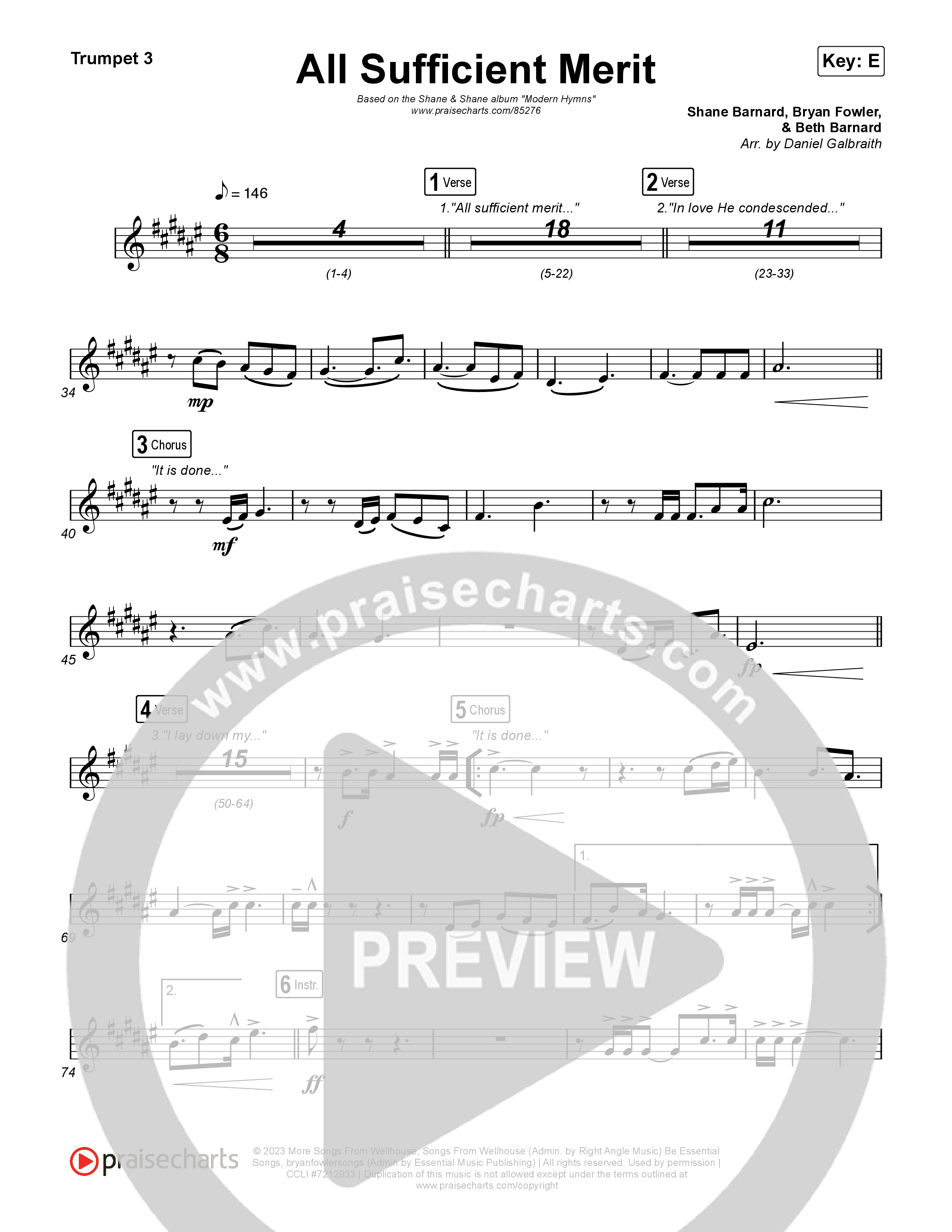 All Sufficient Merit Trumpet 3 (Shane & Shane)