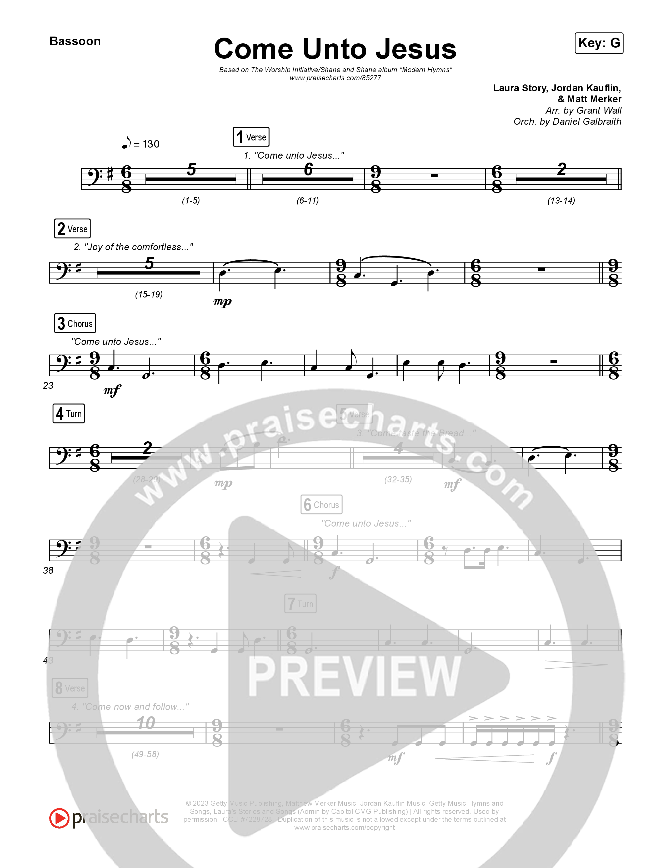 Come Unto Jesus Bassoon (Shane & Shane)