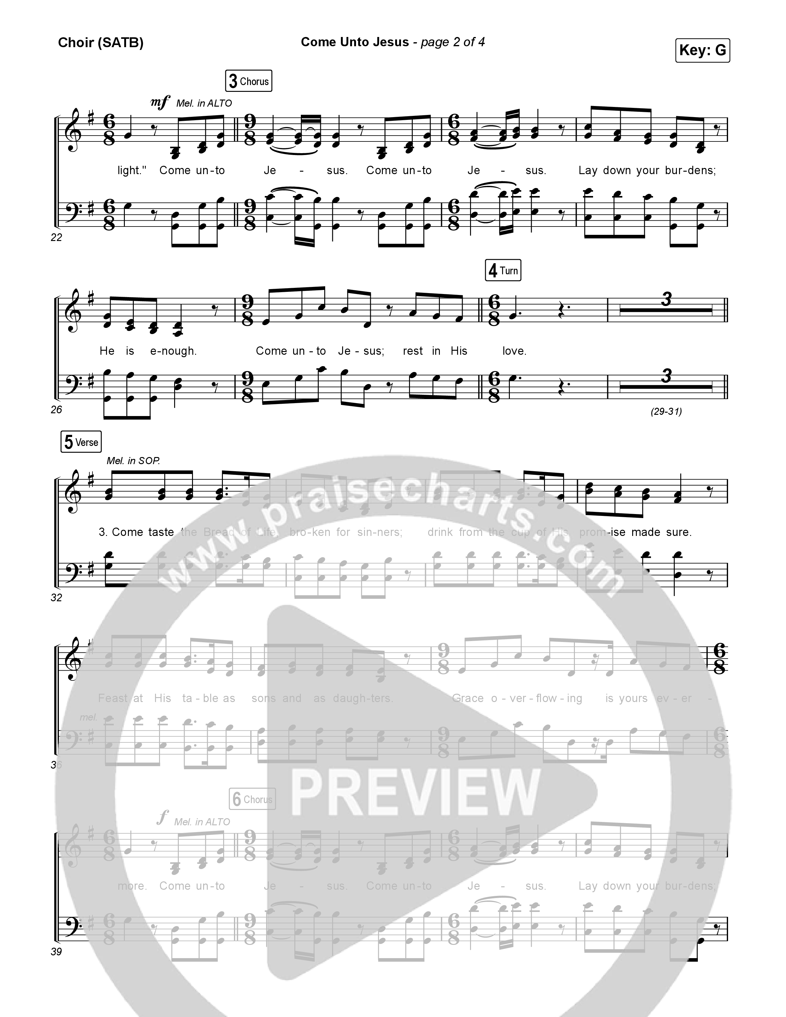 Come Unto Jesus Choir Sheet (SATB) (Shane & Shane)