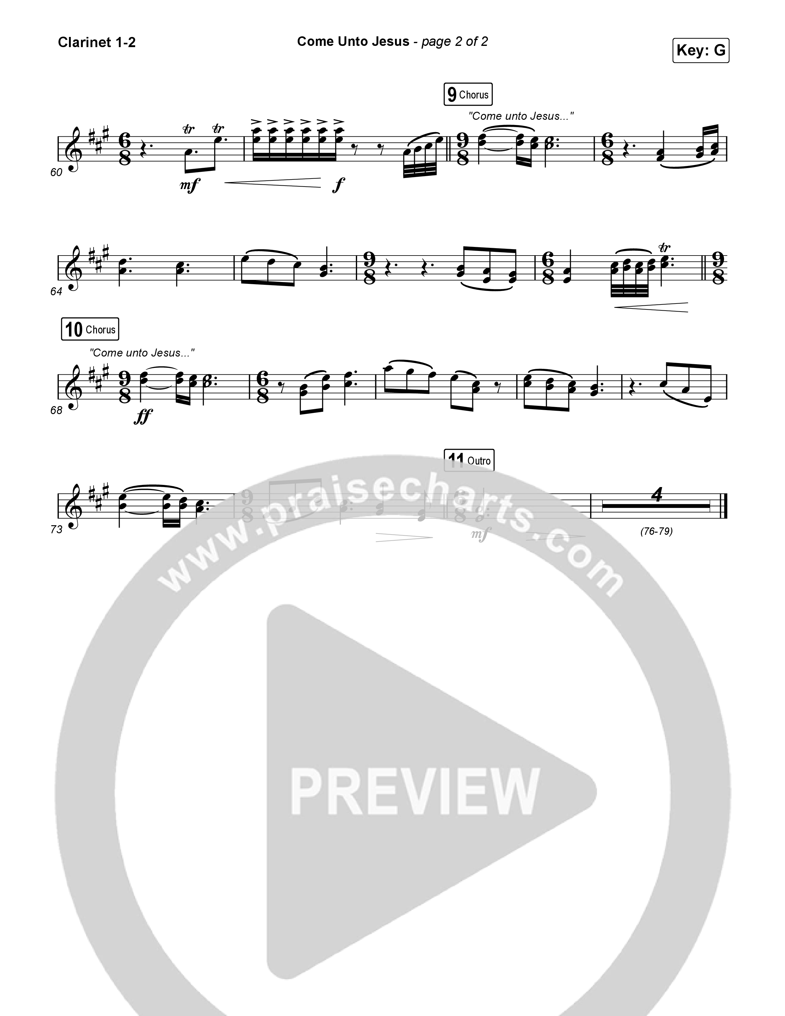 Come Unto Jesus Clarinet 1/2 (Shane & Shane)