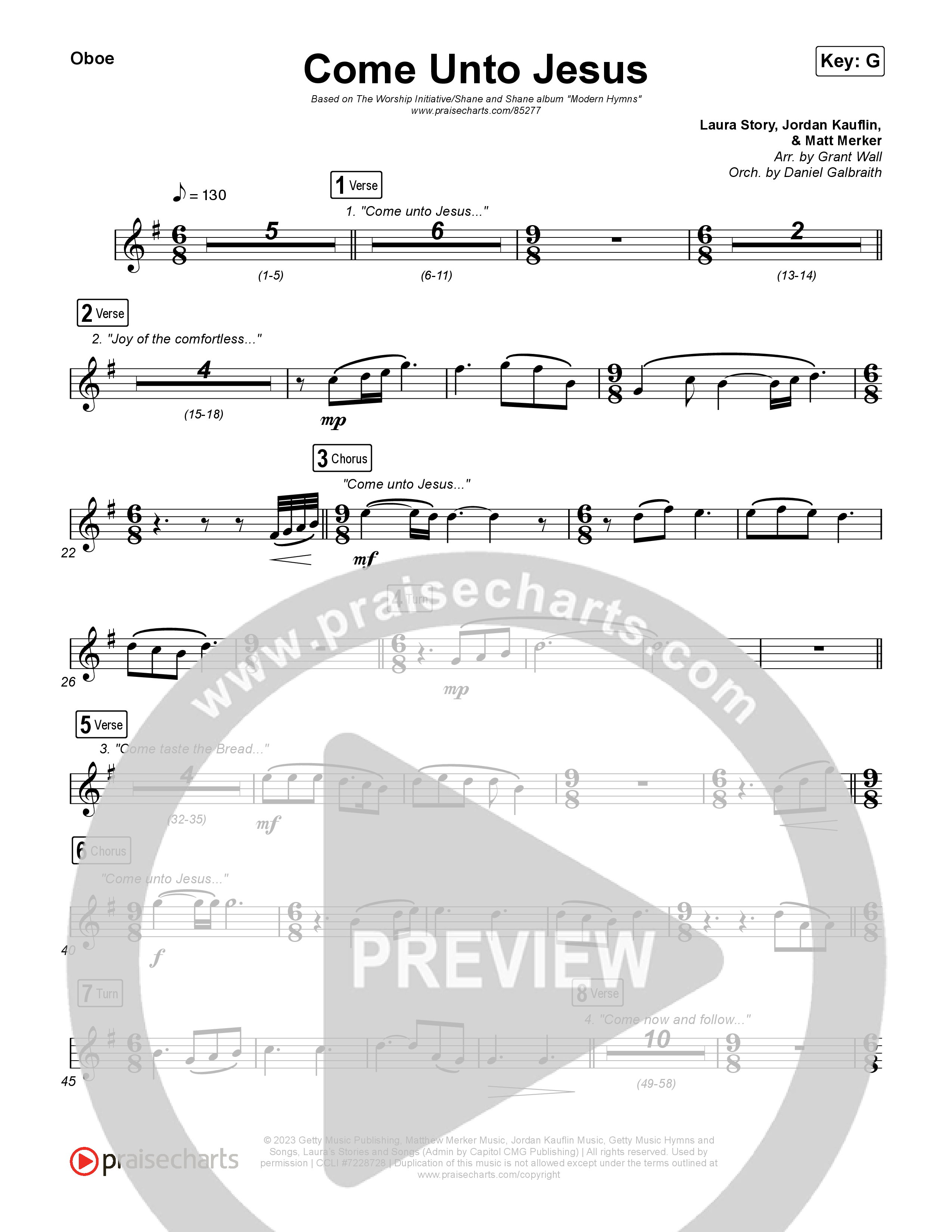 Come Unto Jesus Oboe (Shane & Shane)