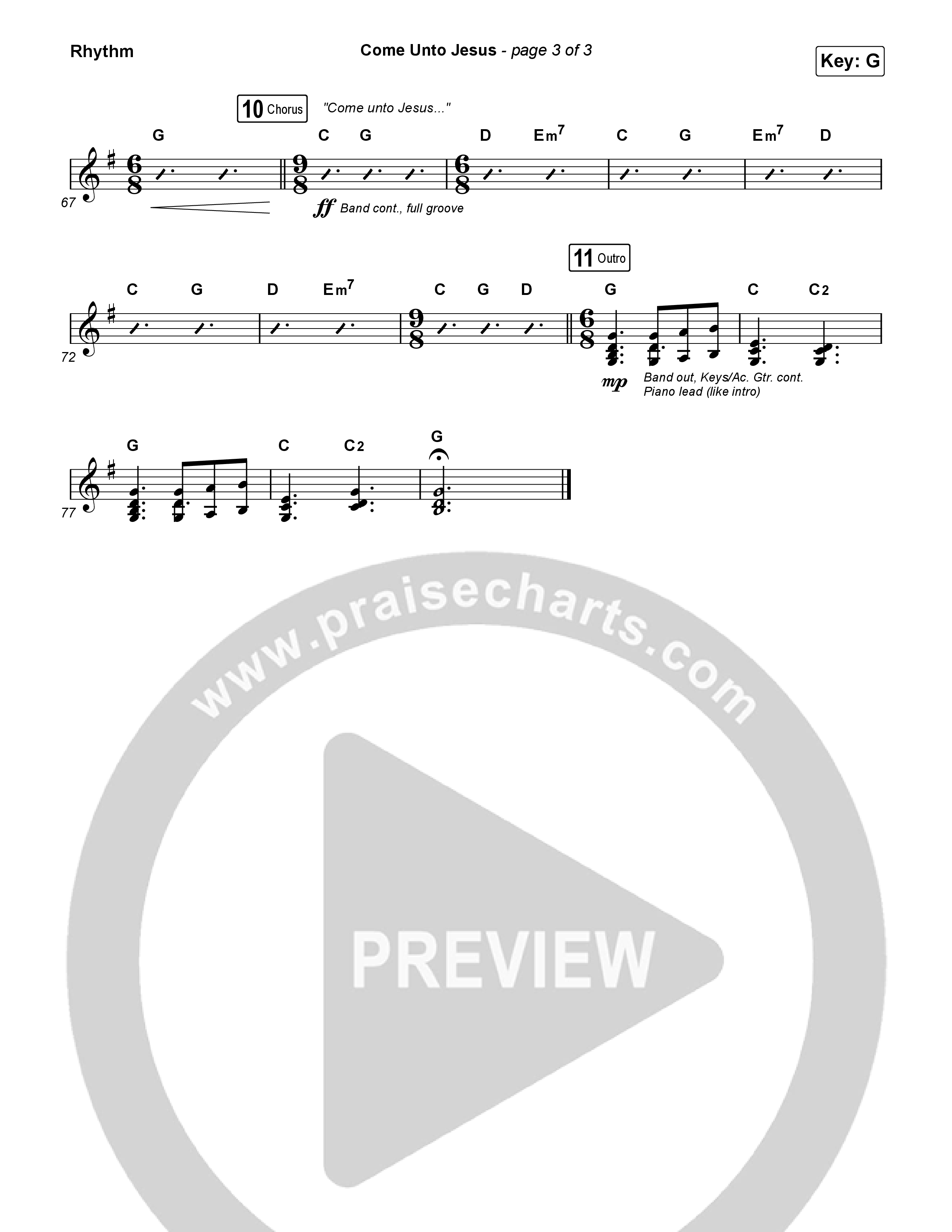 Come Unto Jesus Rhythm Chart (Shane & Shane)