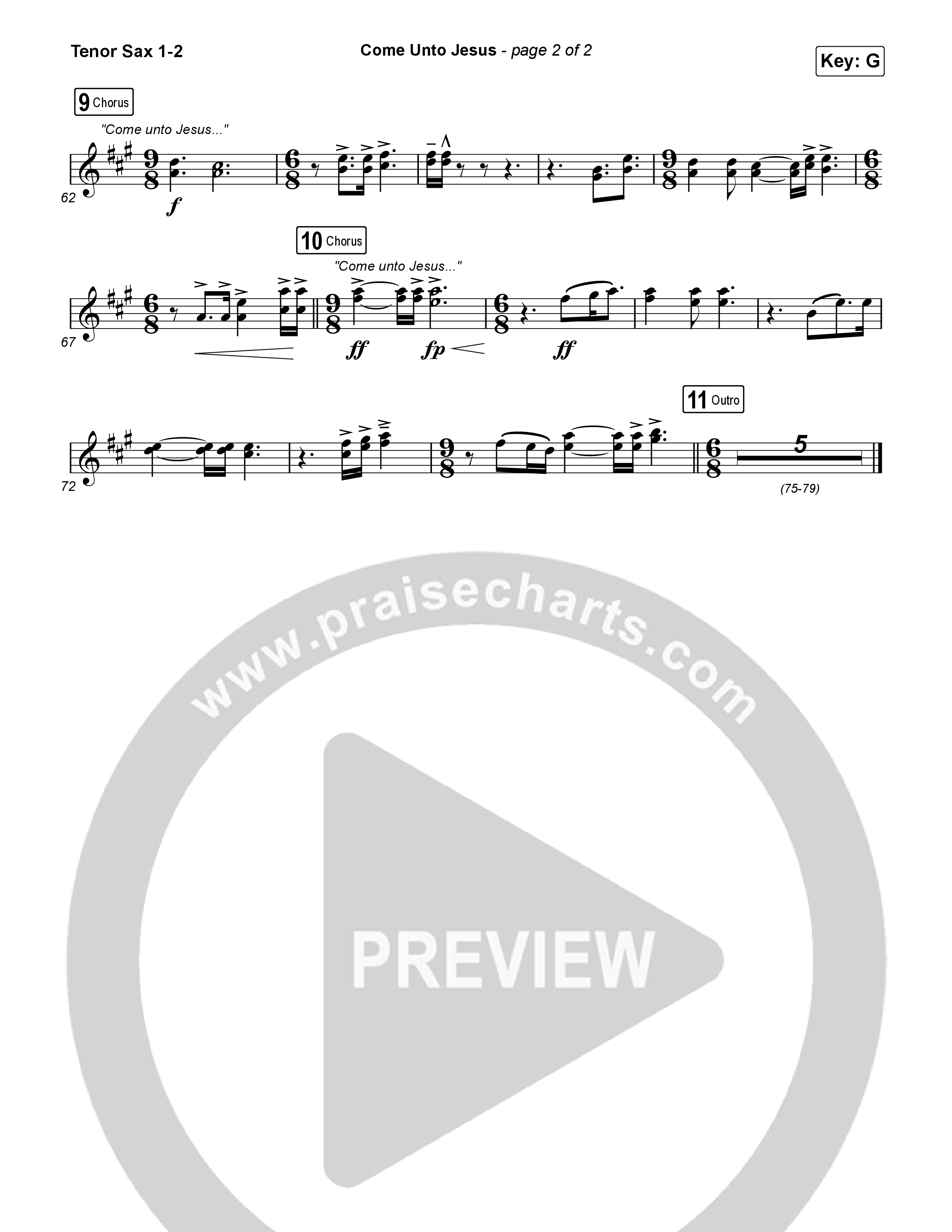 Come Unto Jesus Tenor Sax 1,2 (Shane & Shane)