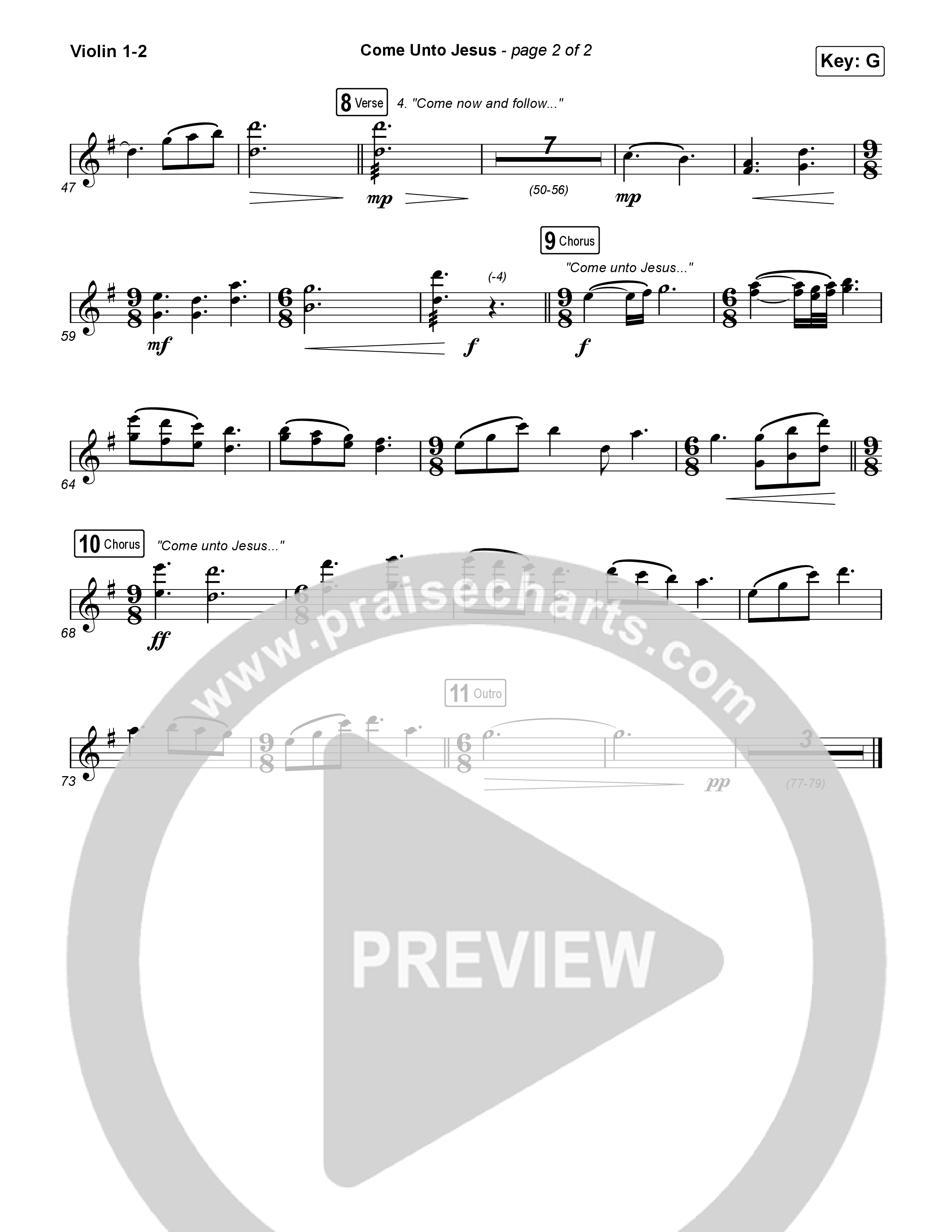 Come Unto Jesus Violin 1,2 (Shane & Shane)