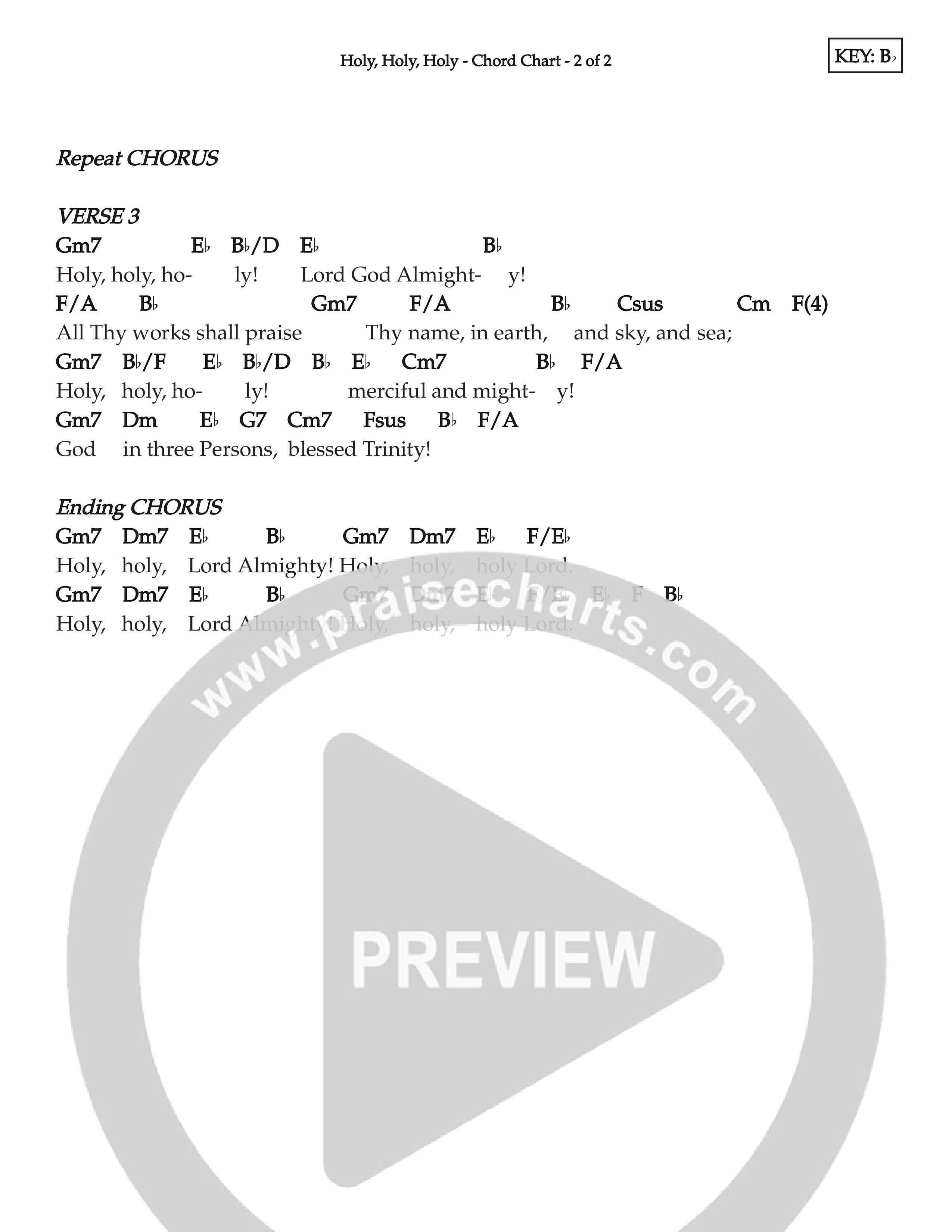 Holy Holy Holy (Kids) Chord Chart (Lifeway Choral / Arr. Barny Robertson)