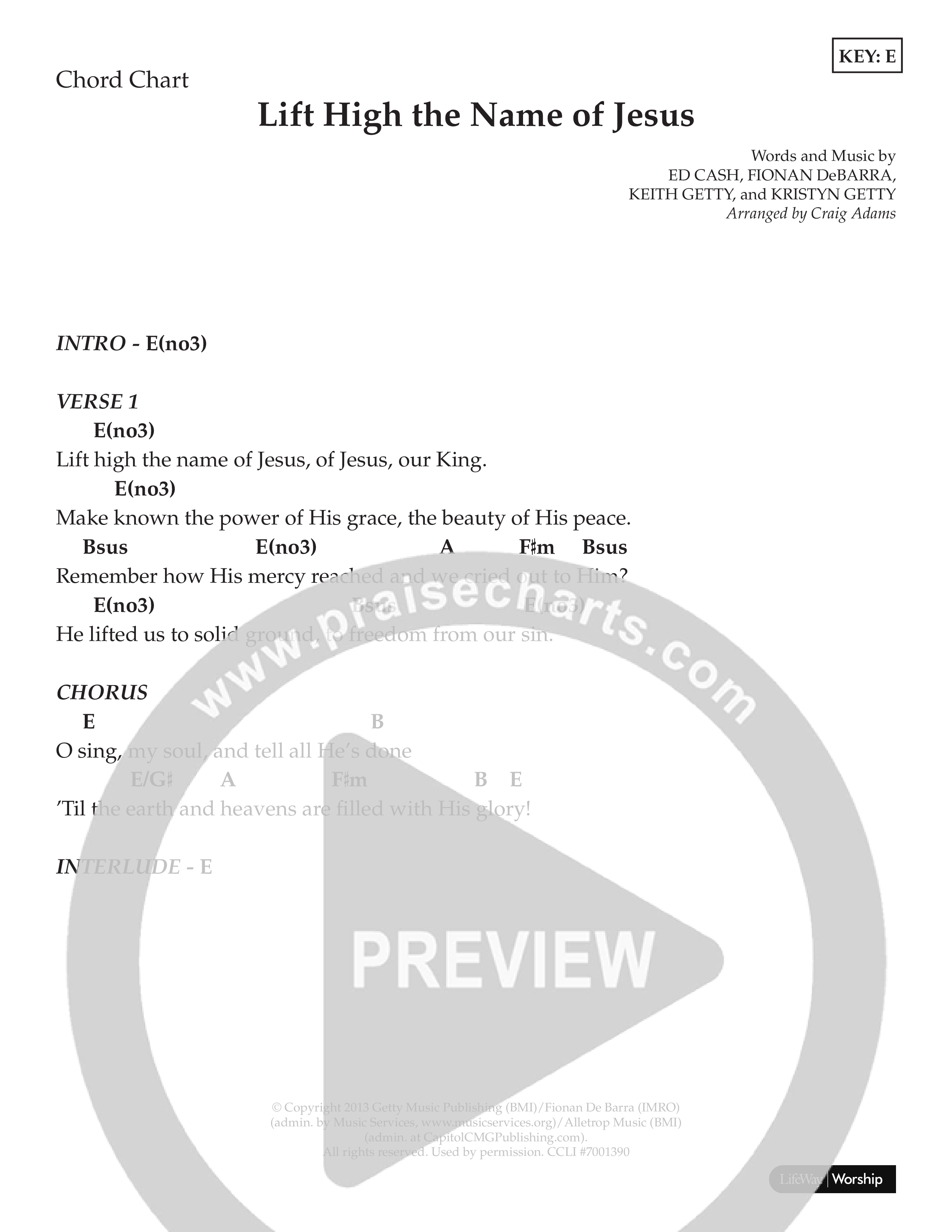 Lift High The Name Of Jesus (Kids) Chord Chart (Lifeway Choral / Arr. Craig Adams)