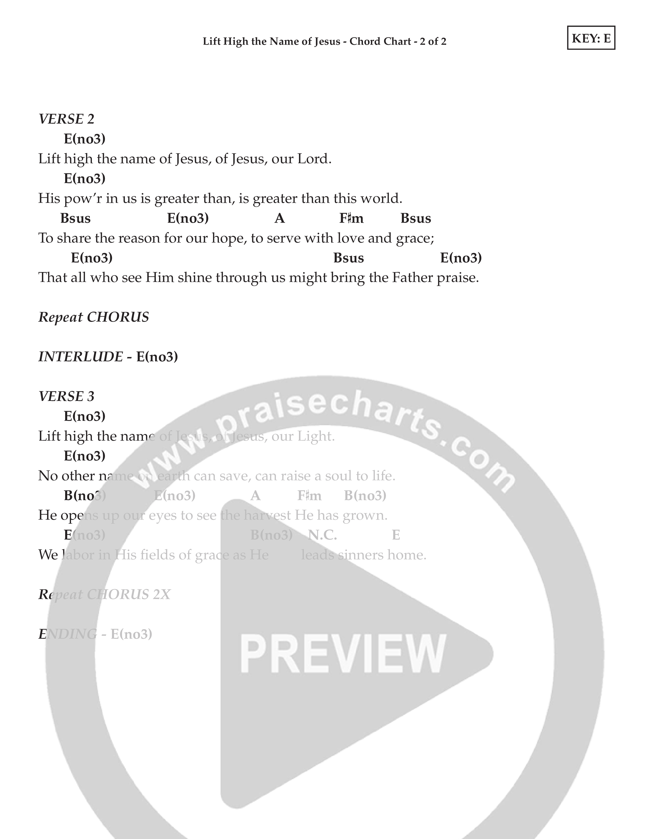 Lift High The Name Of Jesus (Kids) Chord Chart (Lifeway Choral / Arr. Craig Adams)