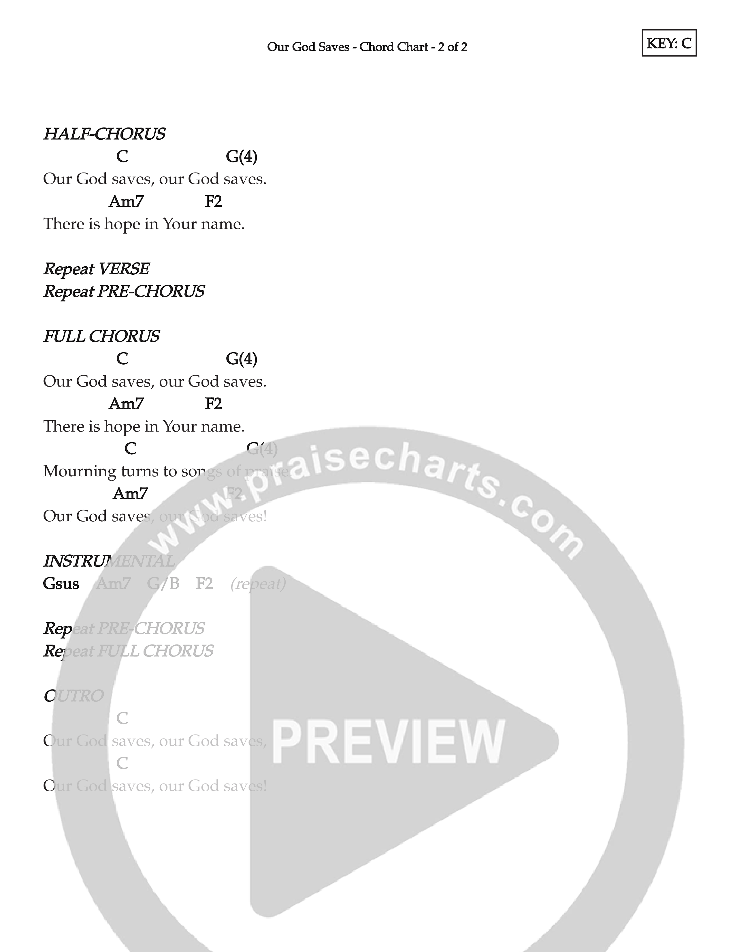 Our God Saves (Kids) Chord Chart (Lifeway Choral / Arr. Craig Adams)