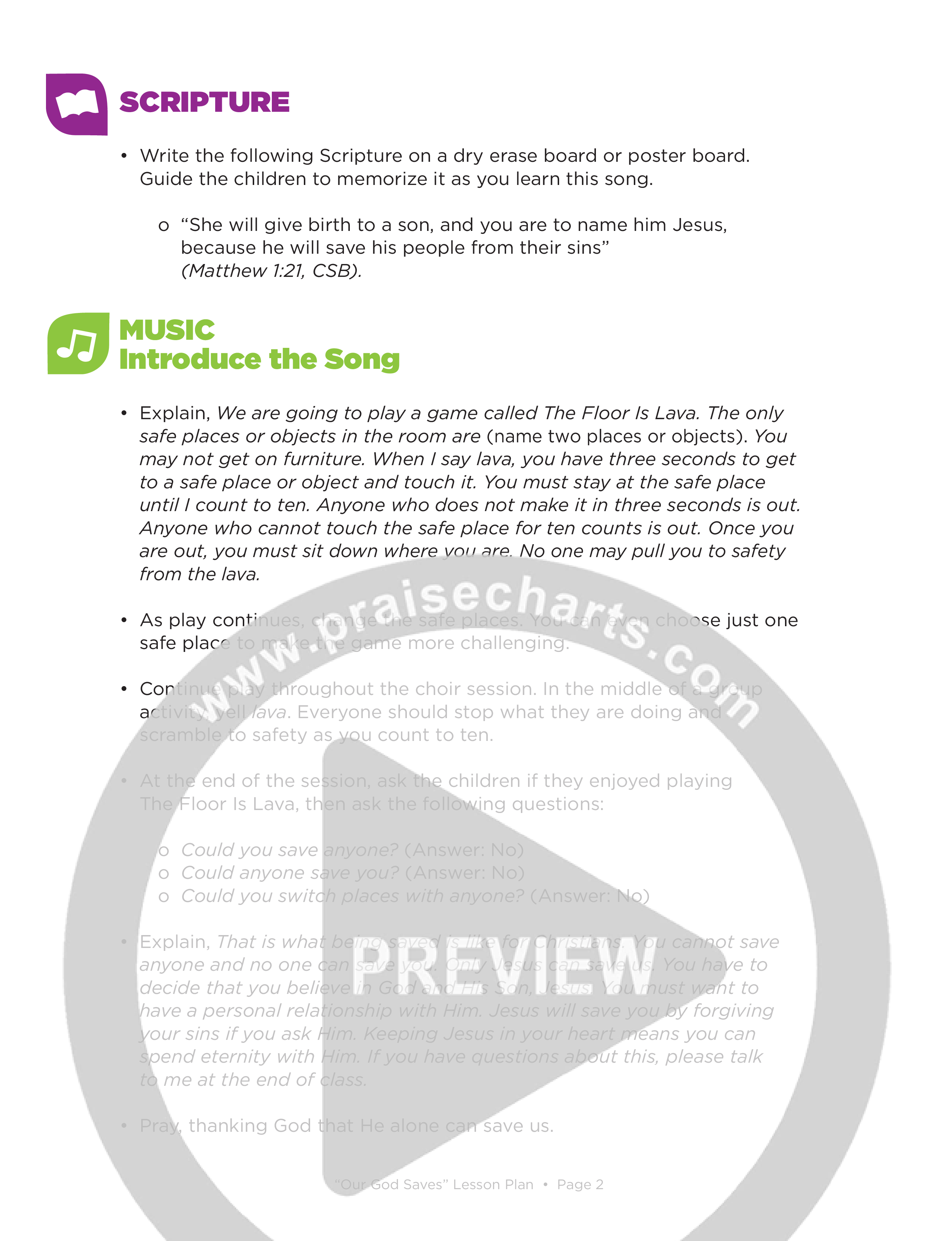 Our God Saves (Kids) Lesson Plan (PDF) (Lifeway Choral / Arr. Craig Adams)