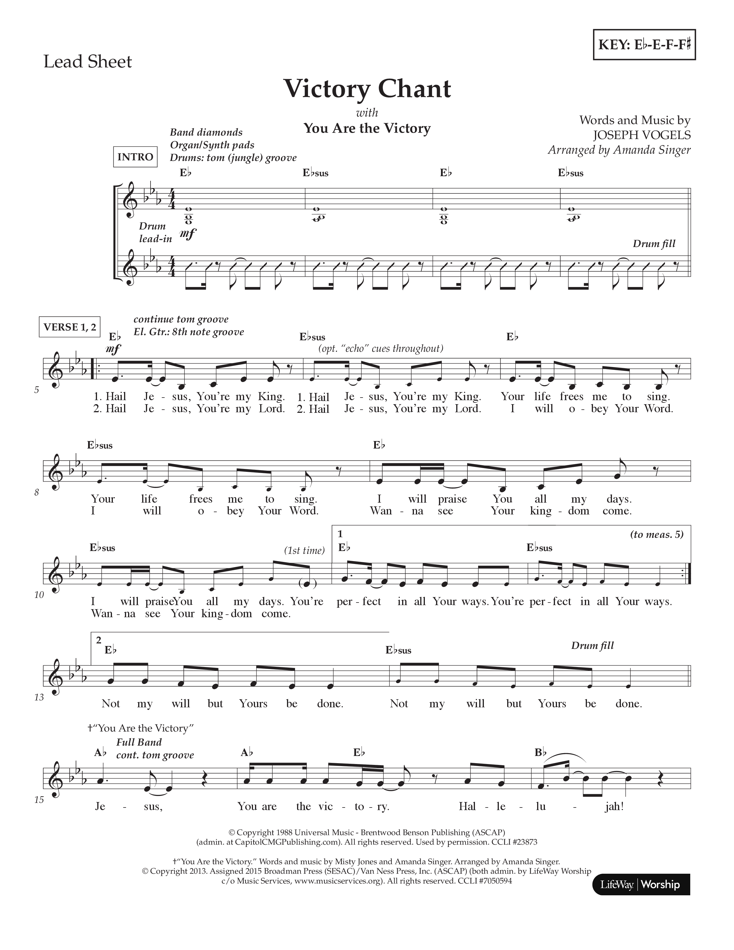 Victory Chant (Kids) Lead Sheet (2-Part) (Lifeway Choral / Arr. Amanda Singer)