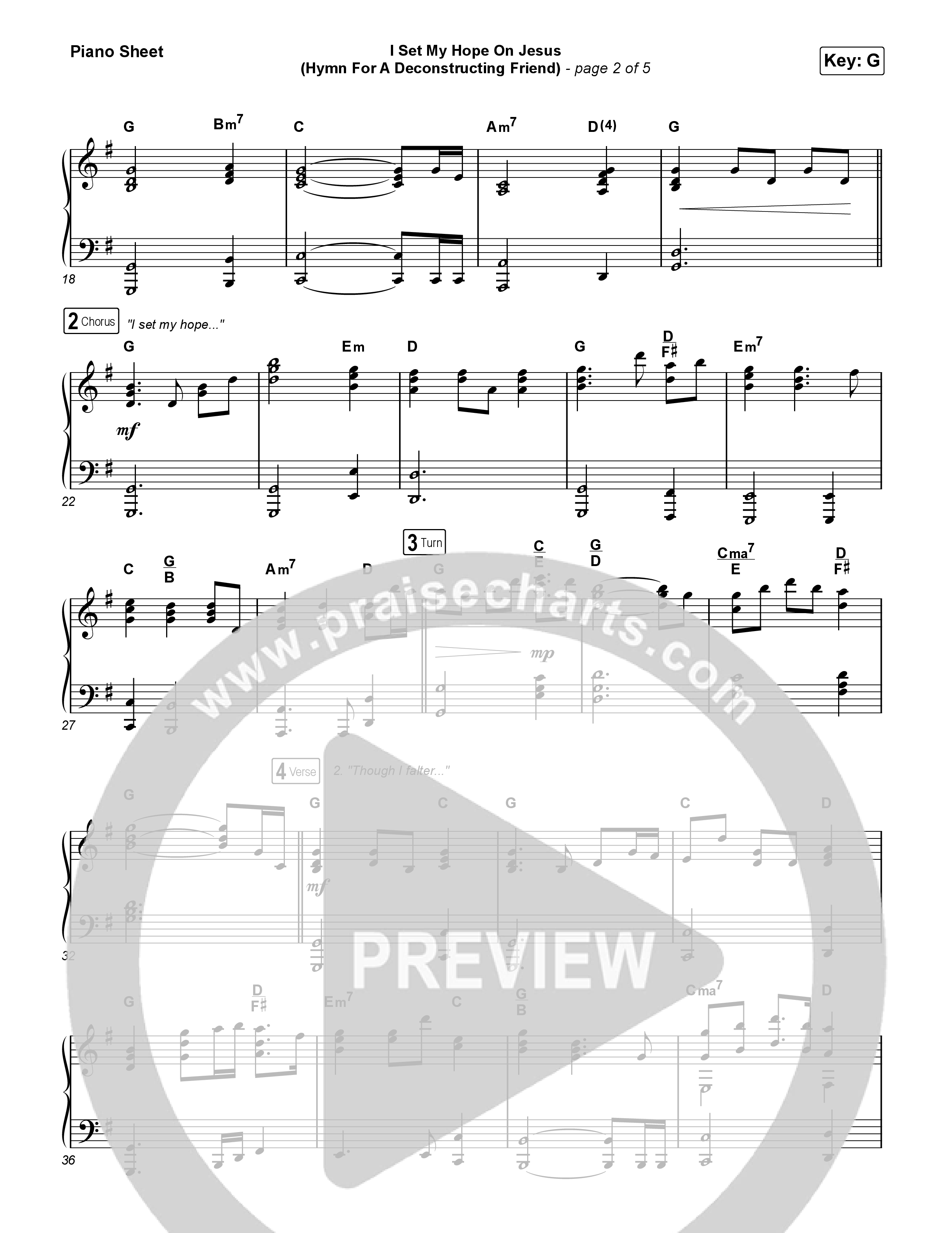 I Set My Hope On Jesus Piano Sheet (Shane & Shane)