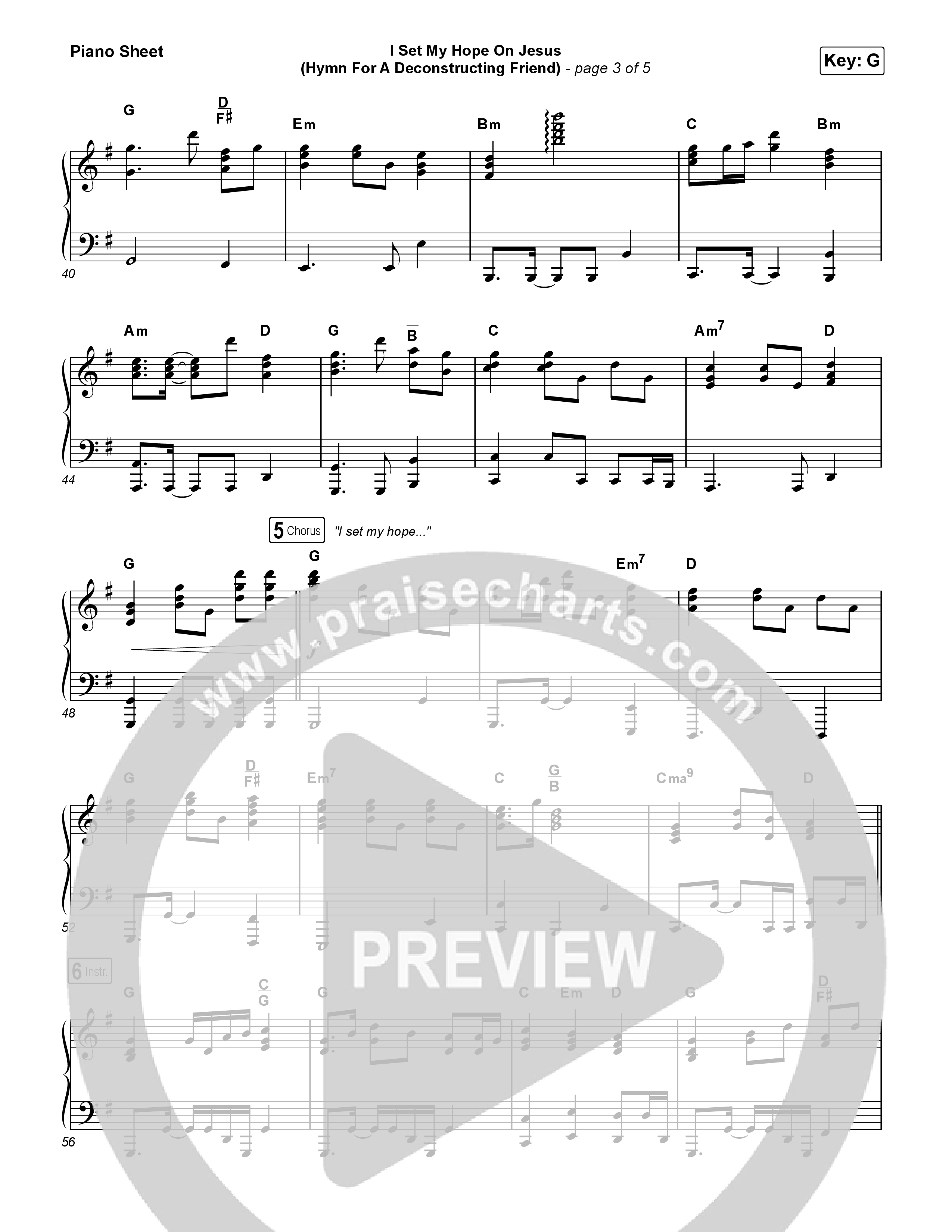 I Set My Hope On Jesus Piano Sheet (Shane & Shane)