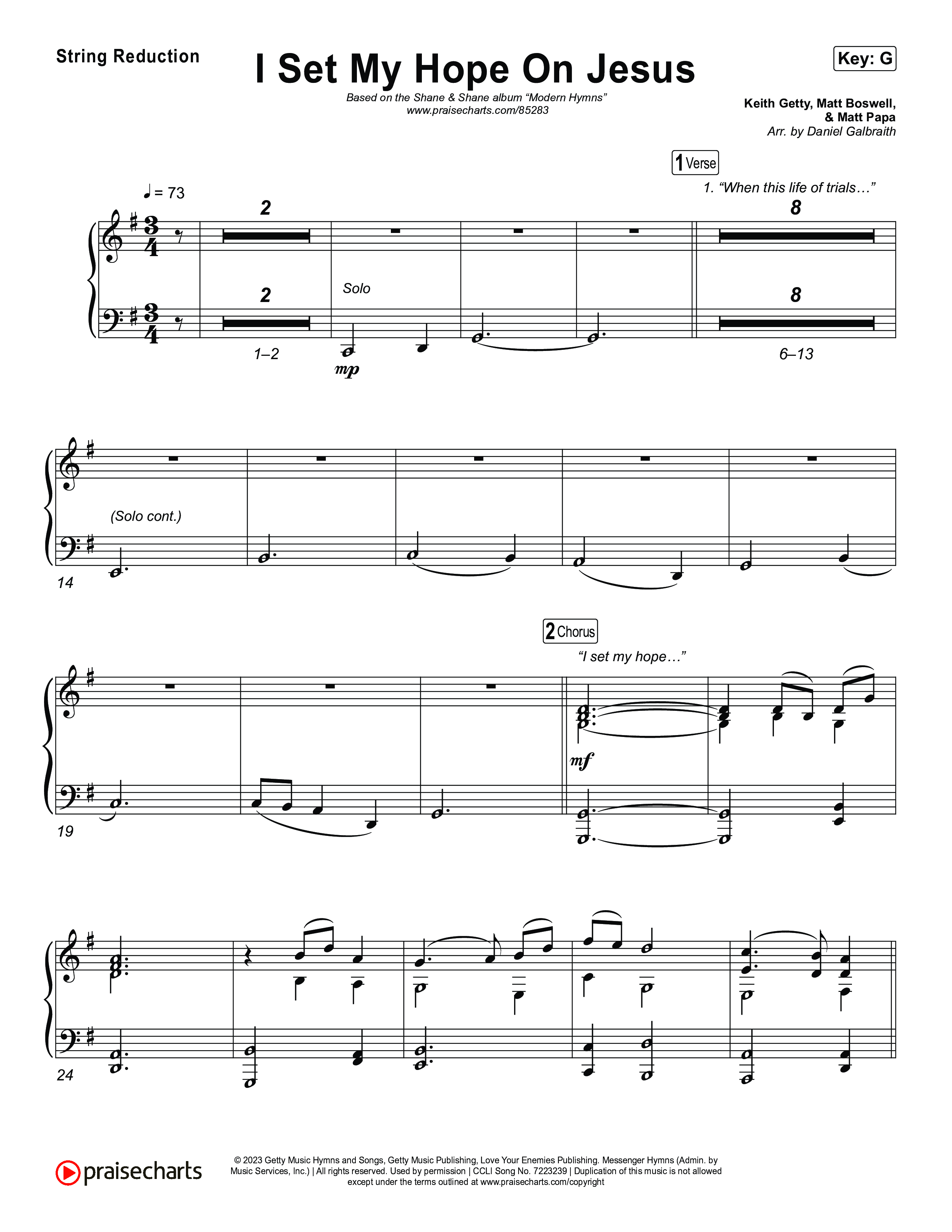I Set My Hope On Jesus String Reduction (Shane & Shane)