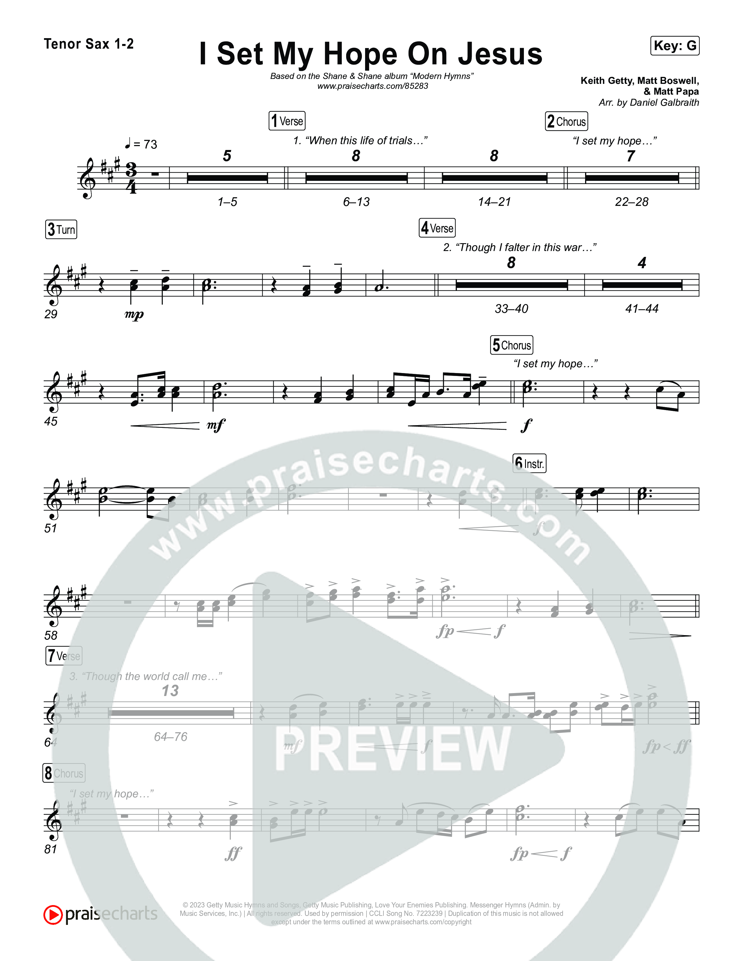 I Set My Hope On Jesus Sax Pack (Shane & Shane)