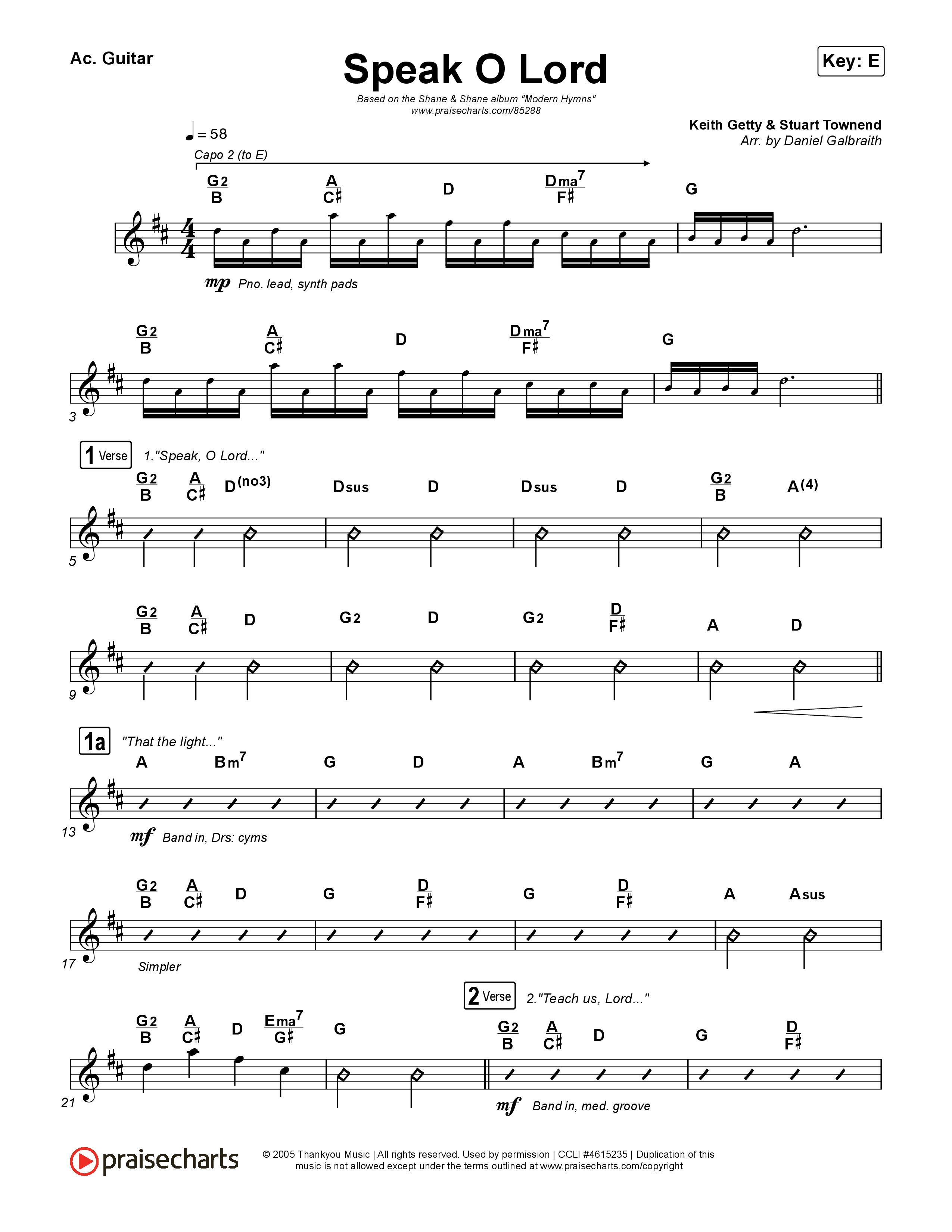 Speak O Lord Acoustic Guitar (Shane & Shane)