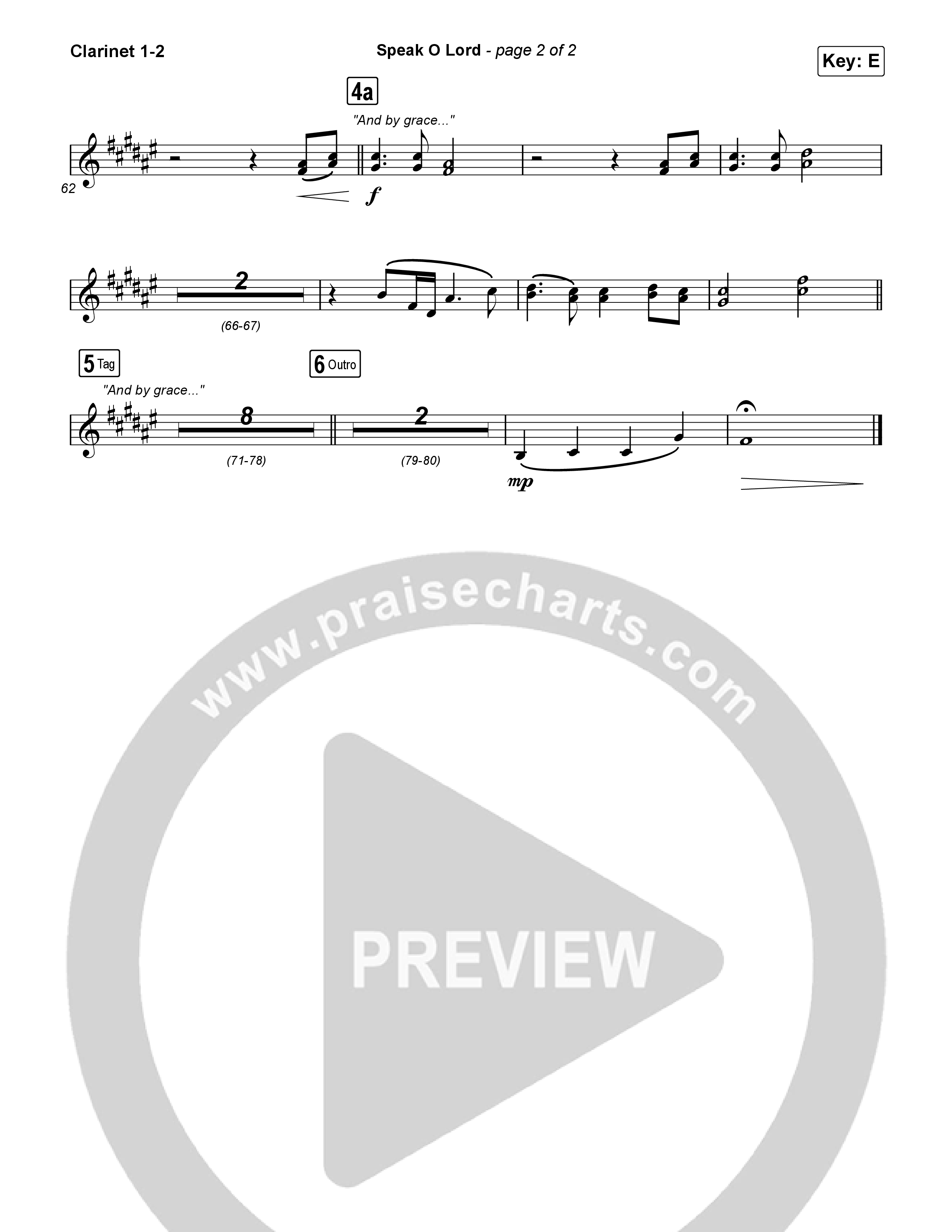 Speak O Lord Clarinet 1/2 (Shane & Shane)