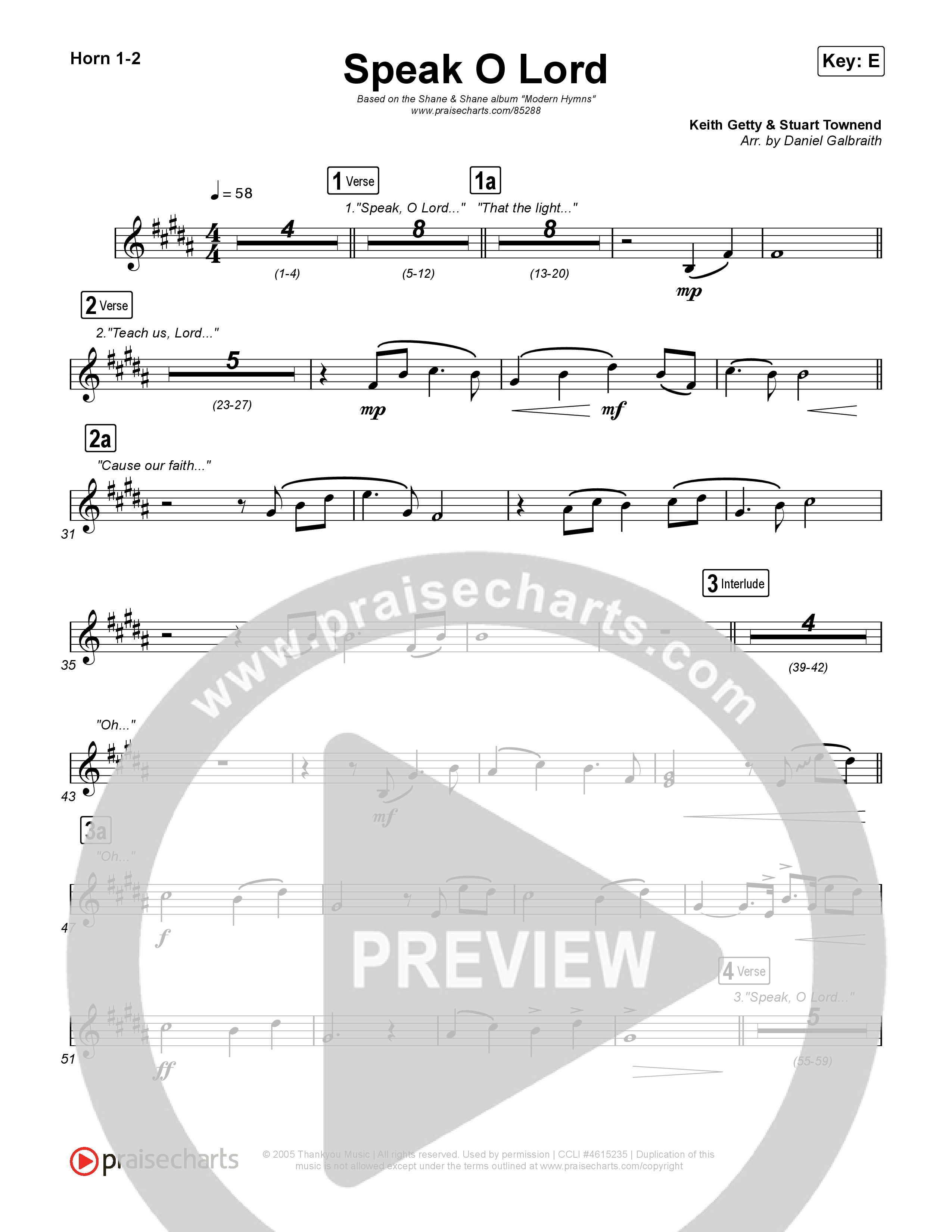 Speak O Lord French Horn 1,2 (Shane & Shane)