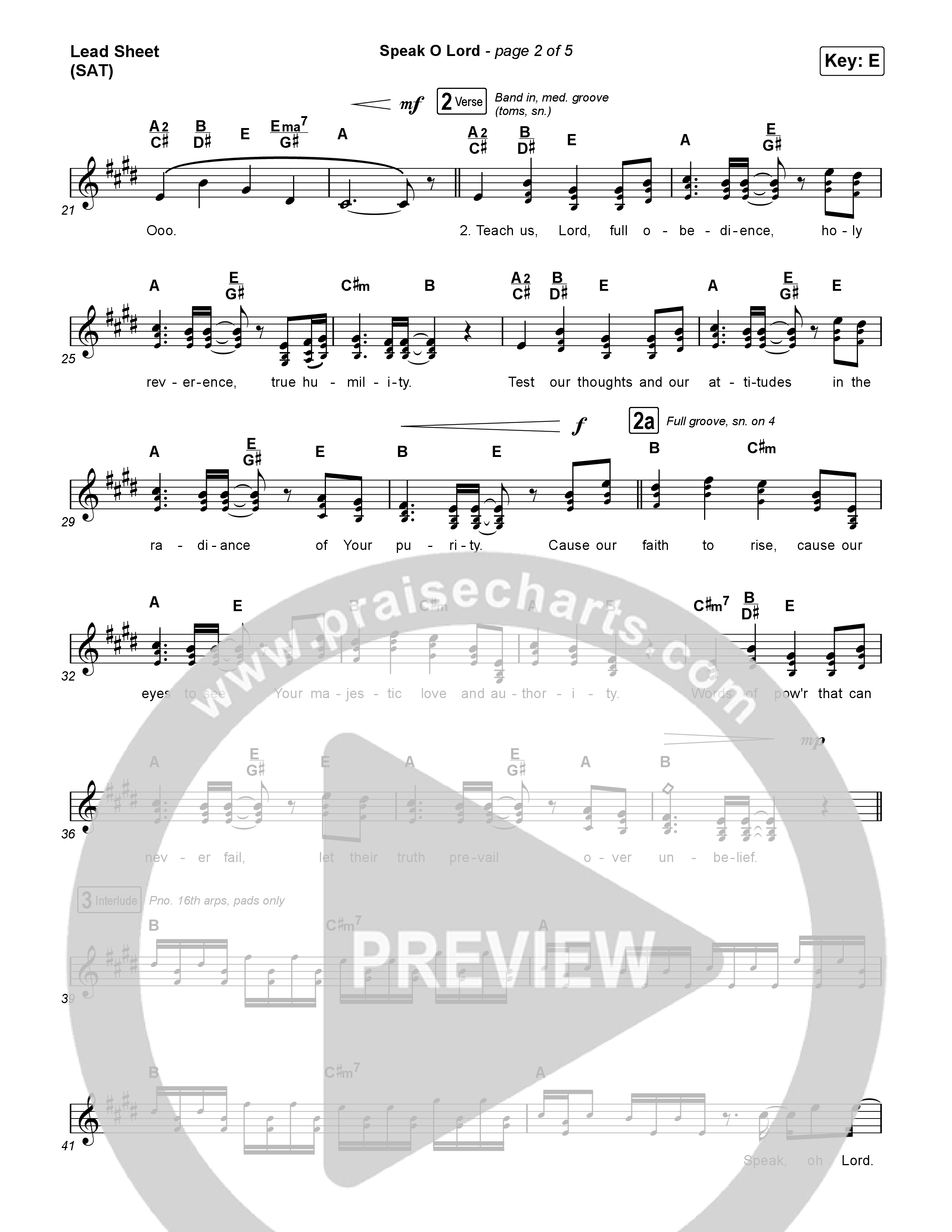 Speak O Lord Lead Sheet (SAT) (Shane & Shane)