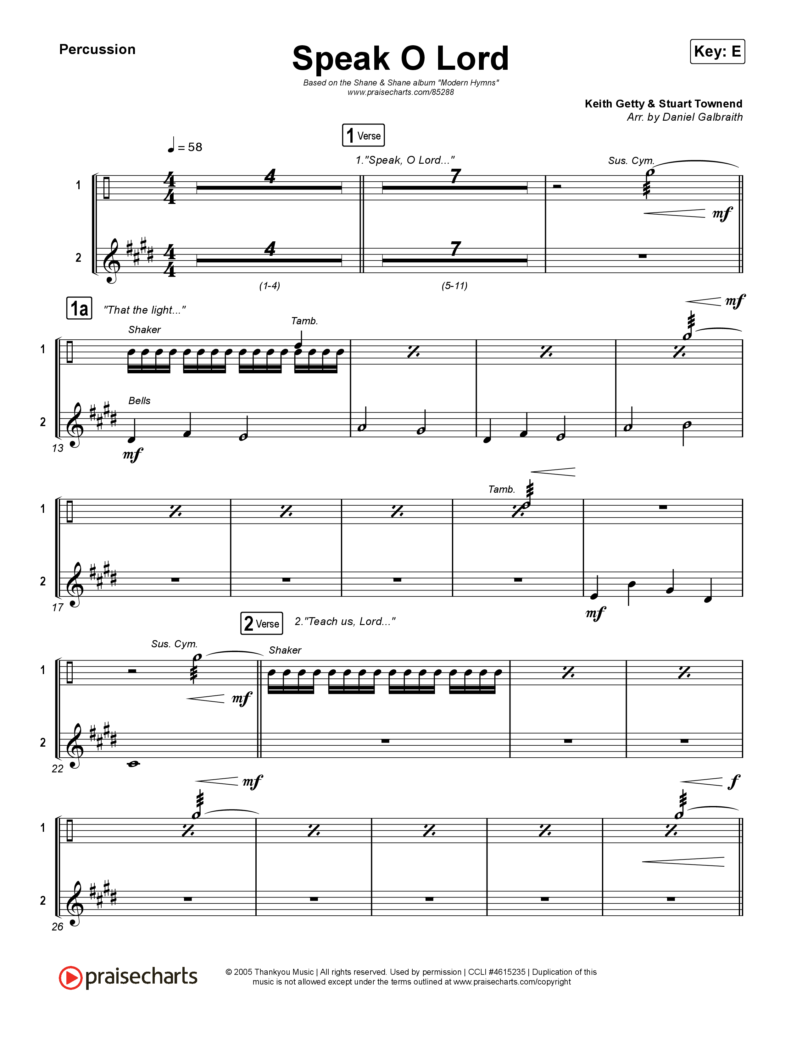 Speak O Lord Percussion (Shane & Shane)