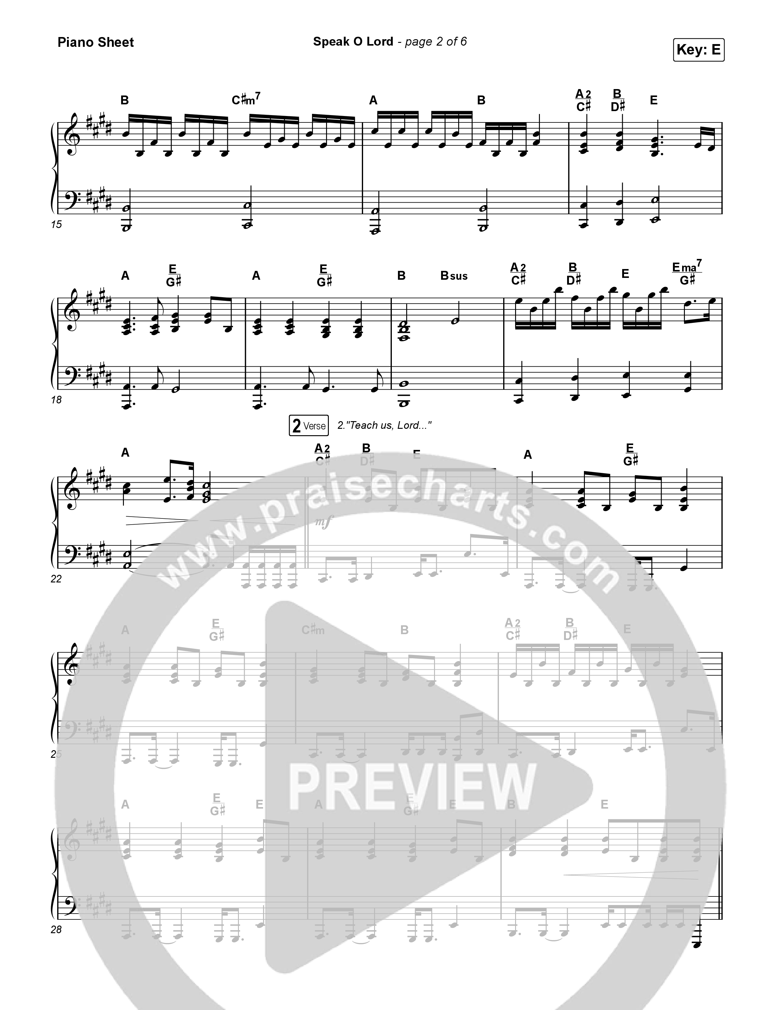 Speak O Lord Piano Sheet (Shane & Shane)