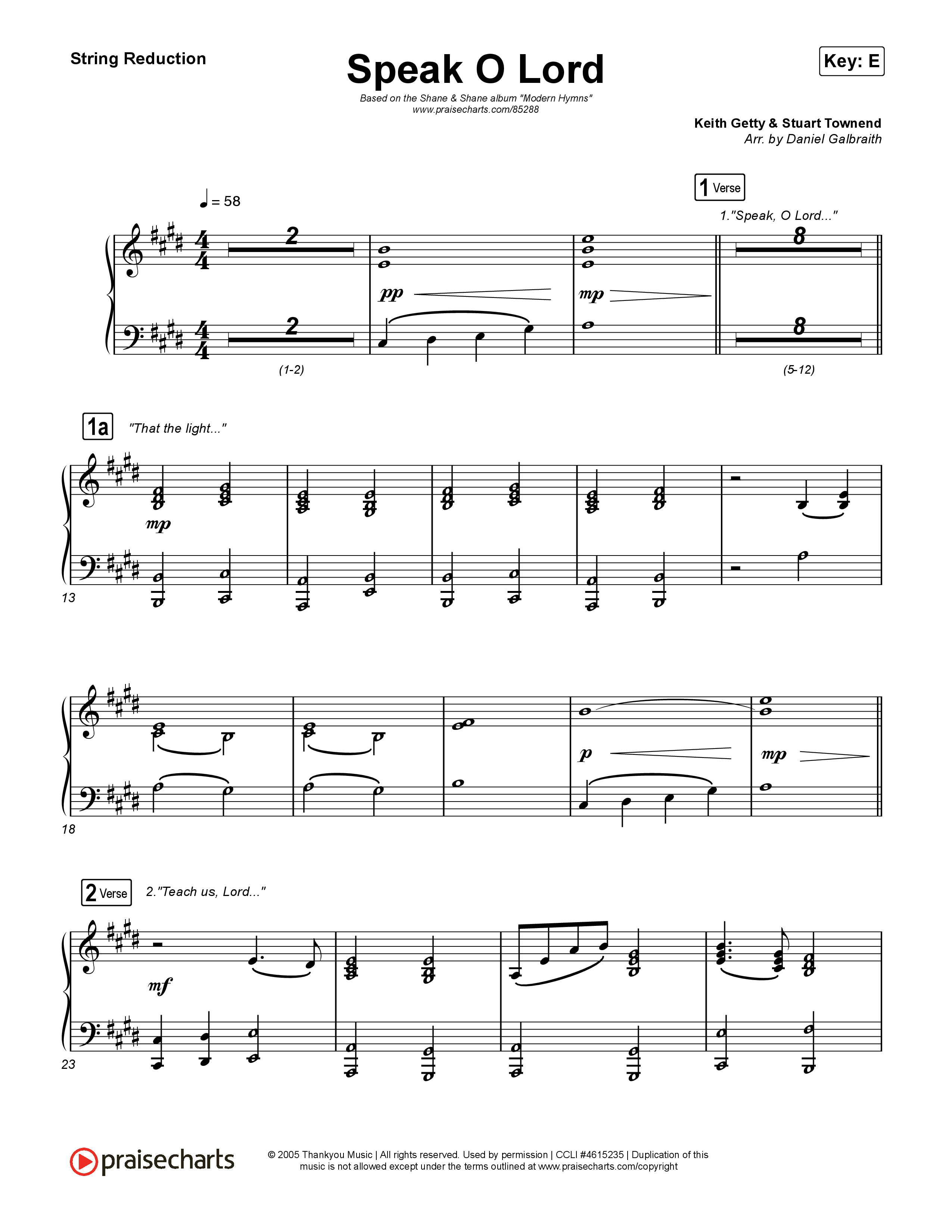 Speak O Lord String Reduction (Shane & Shane)