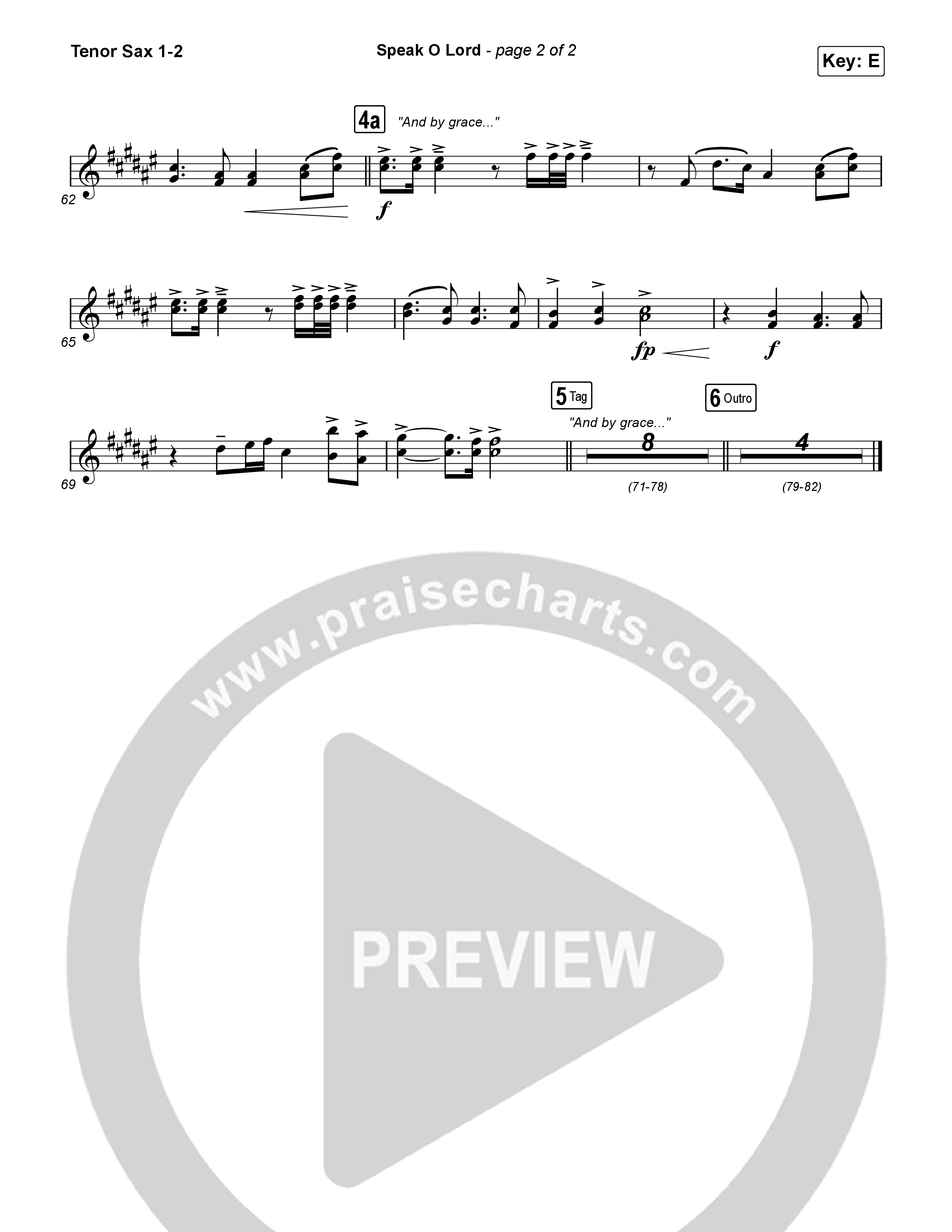 Speak O Lord Tenor Sax 1,2 (Shane & Shane)