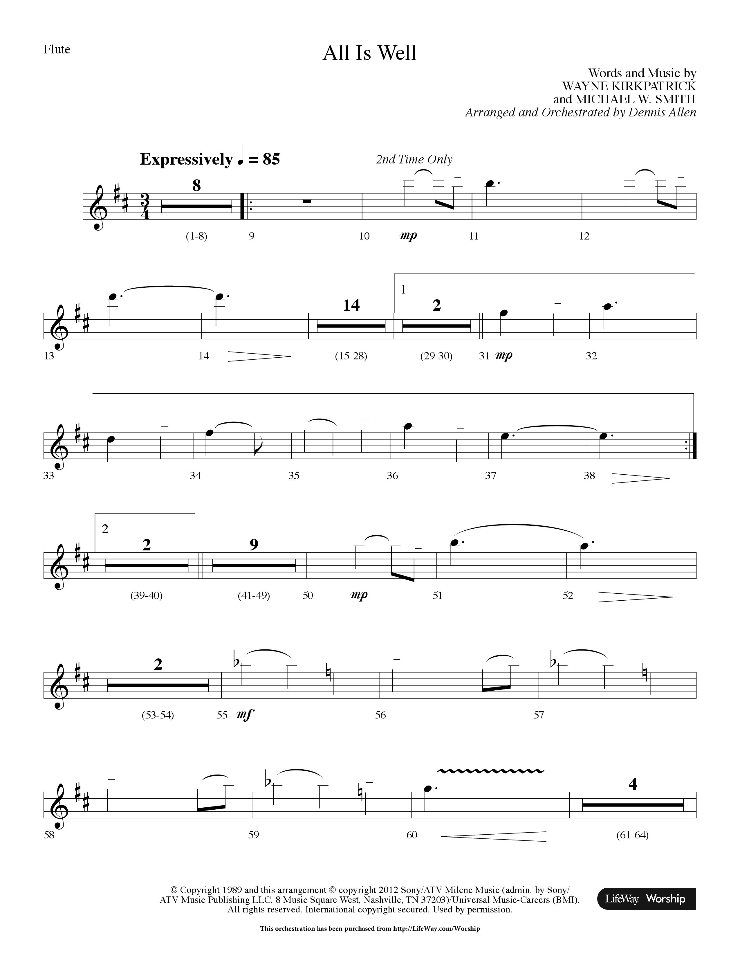 All Is Well (Choral Anthem SATB) Flute (Lifeway Choral / Arr. Dennis Allen)