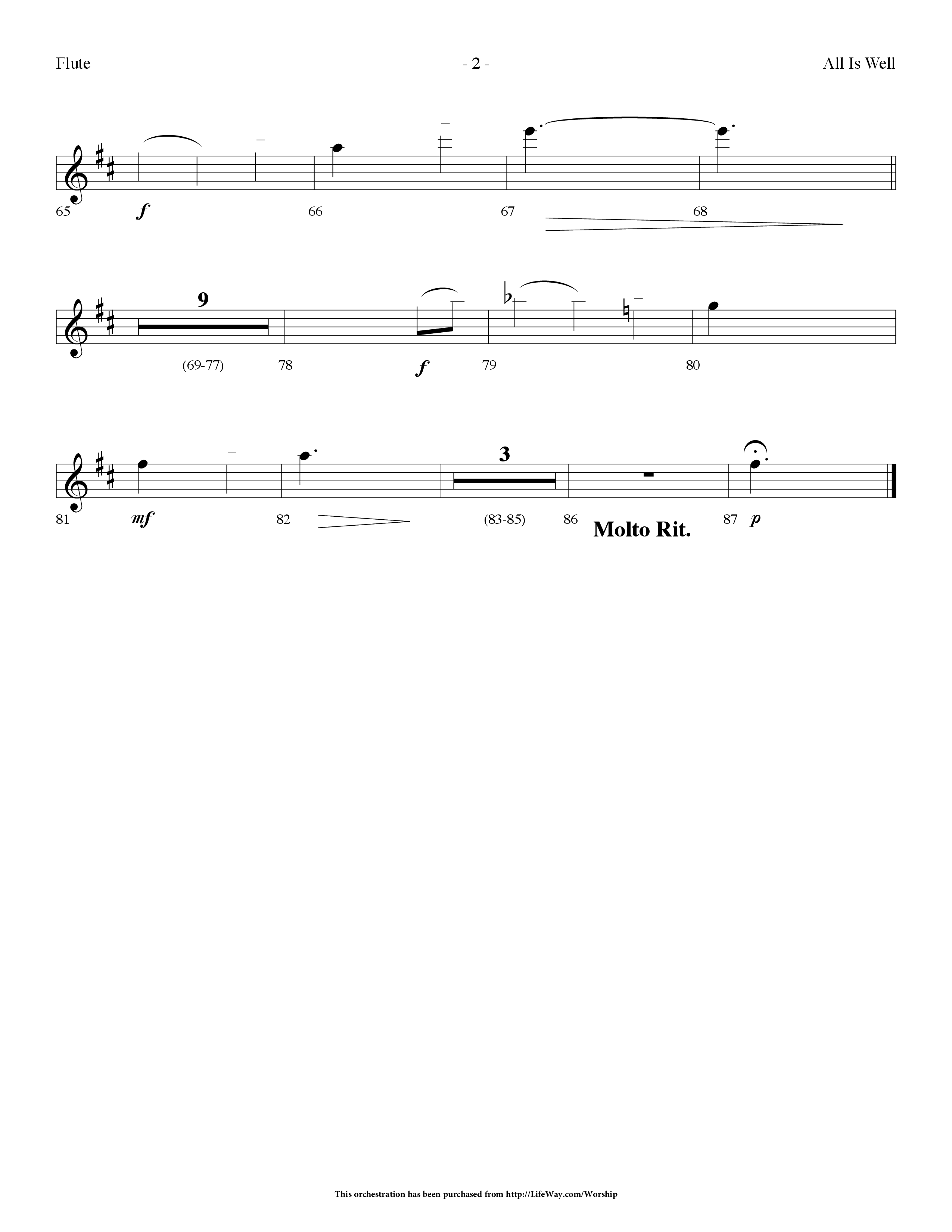 All Is Well (Choral Anthem SATB) Flute (Lifeway Choral / Arr. Dennis Allen)