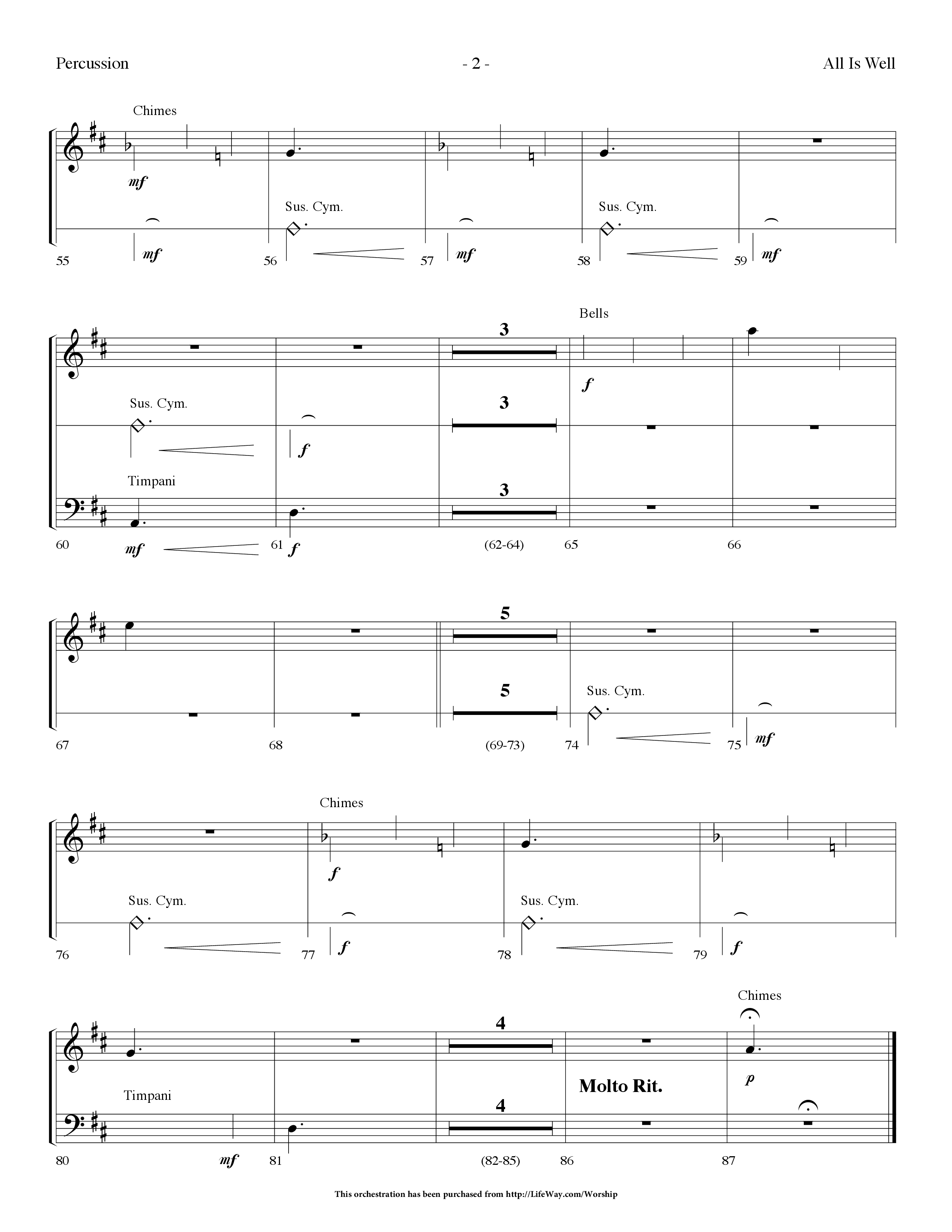 All Is Well (Choral Anthem SATB) Percussion (Lifeway Choral / Arr. Dennis Allen)