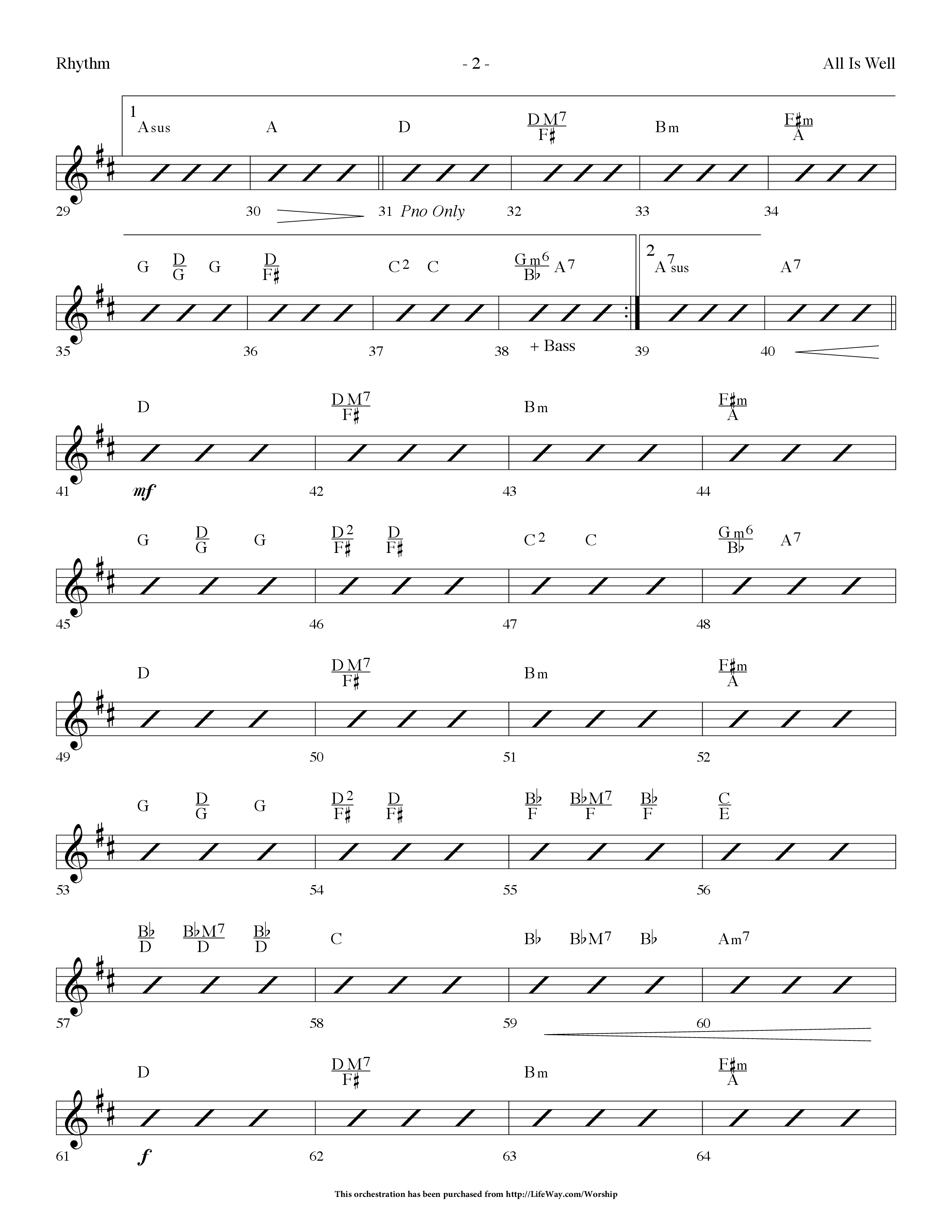 All Is Well (Choral Anthem SATB) Rhythm Chart (Lifeway Choral / Arr. Dennis Allen)