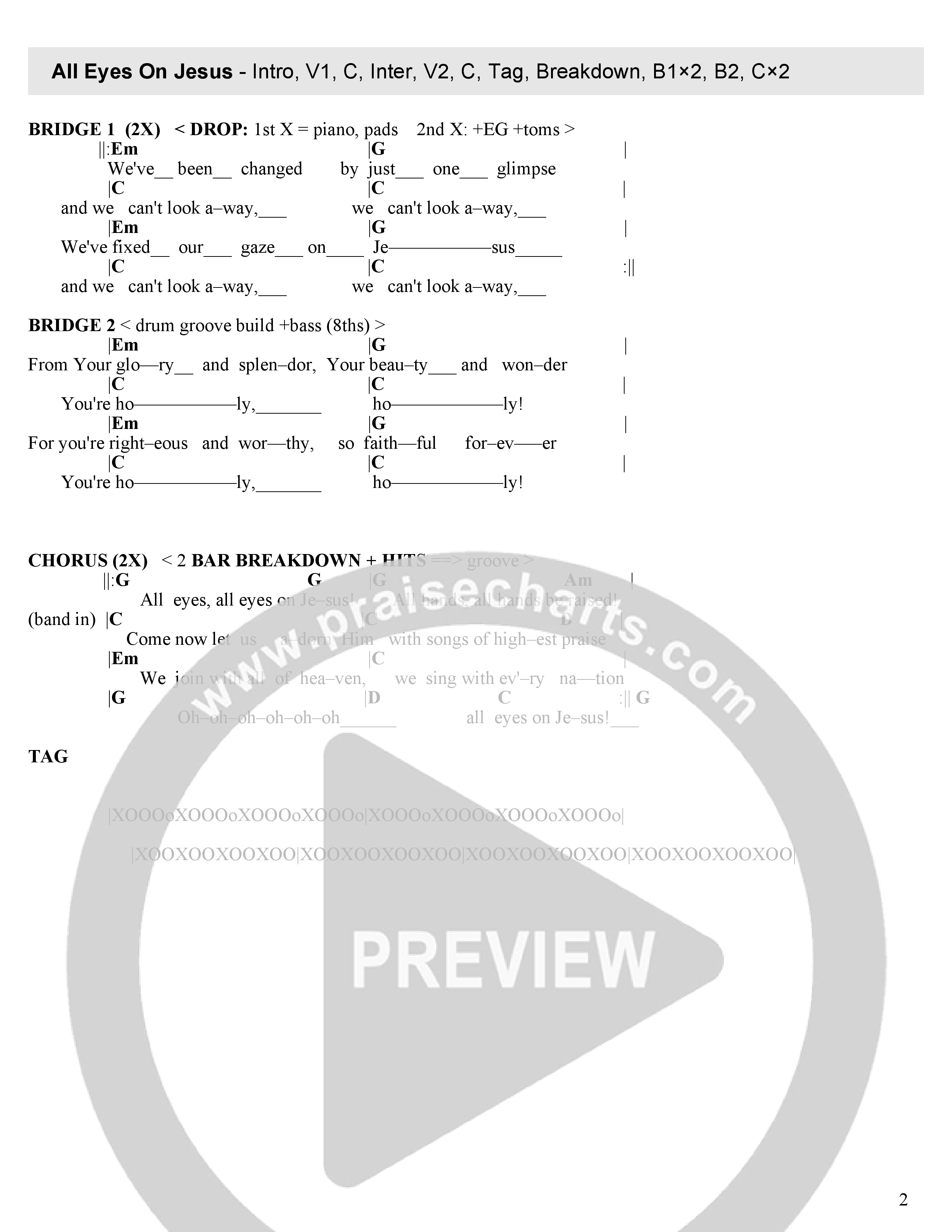 All Eyes On Jesus (Live) Chord Chart (Chapel Music Fellowship)
