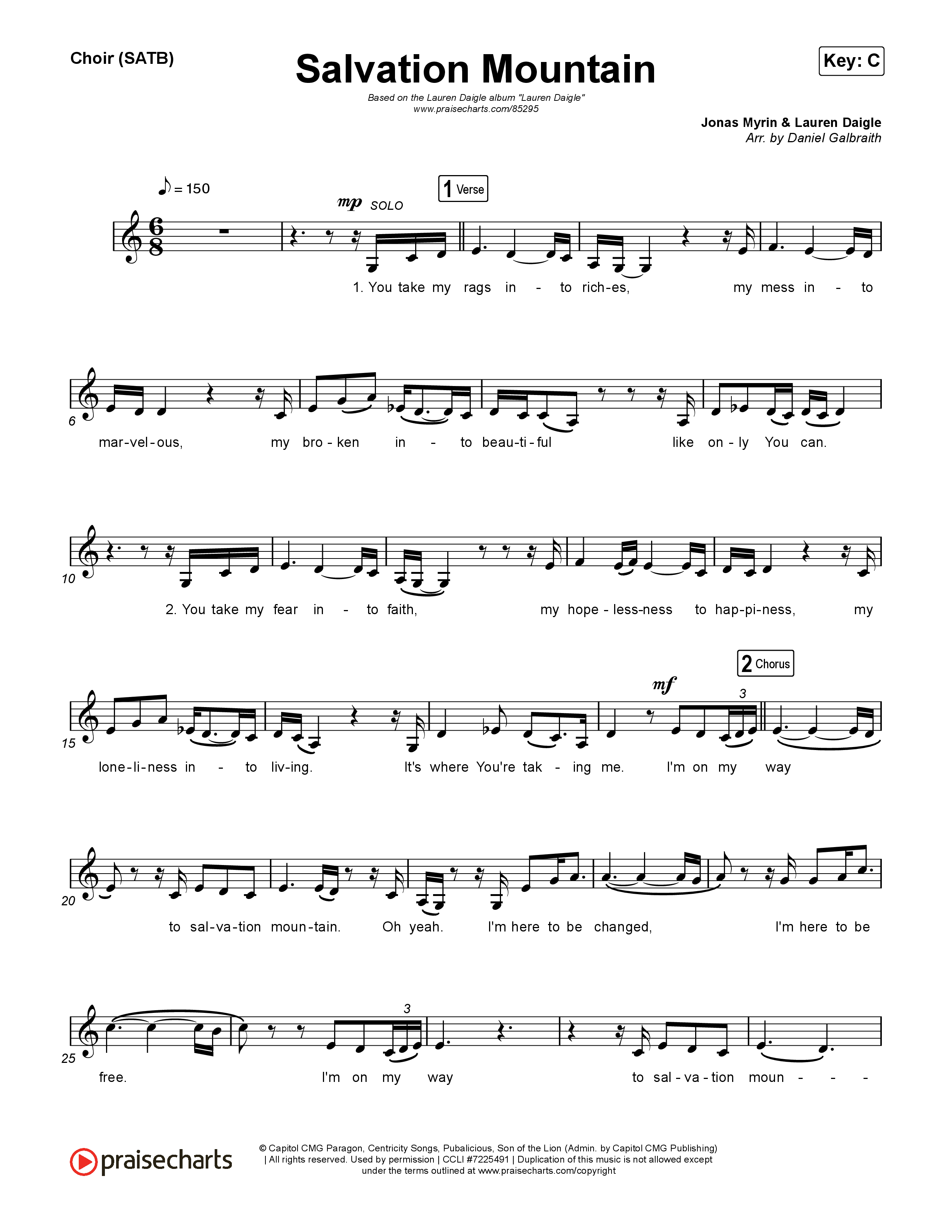 Salvation Mountain Choir Sheet (SATB) (Lauren Daigle)