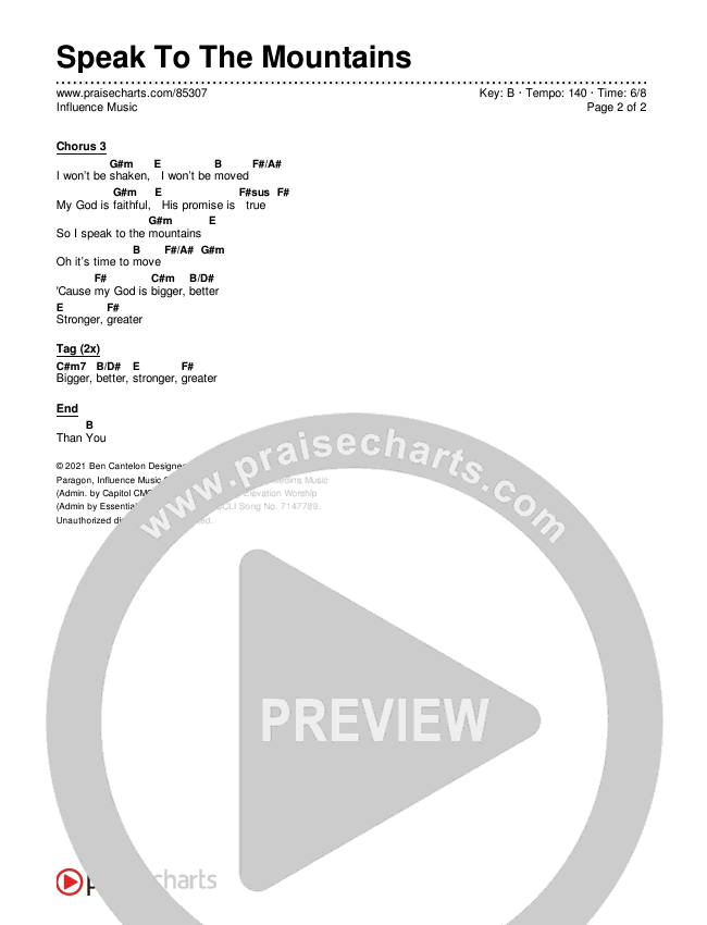 Speak To The Mountains Chords & Lyrics (Influence Music)