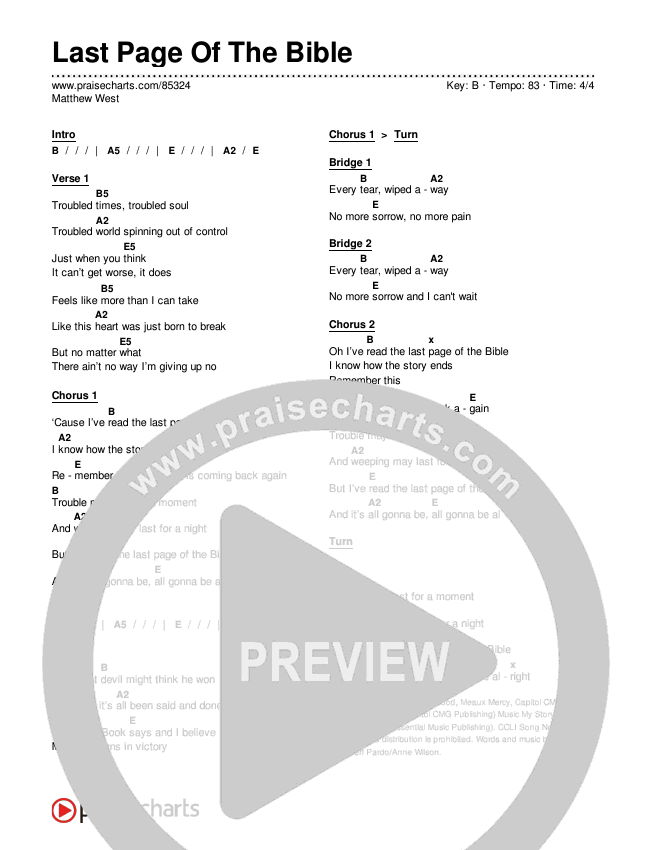 Last Page Of The Bible Chords & Lyrics (Matthew West)