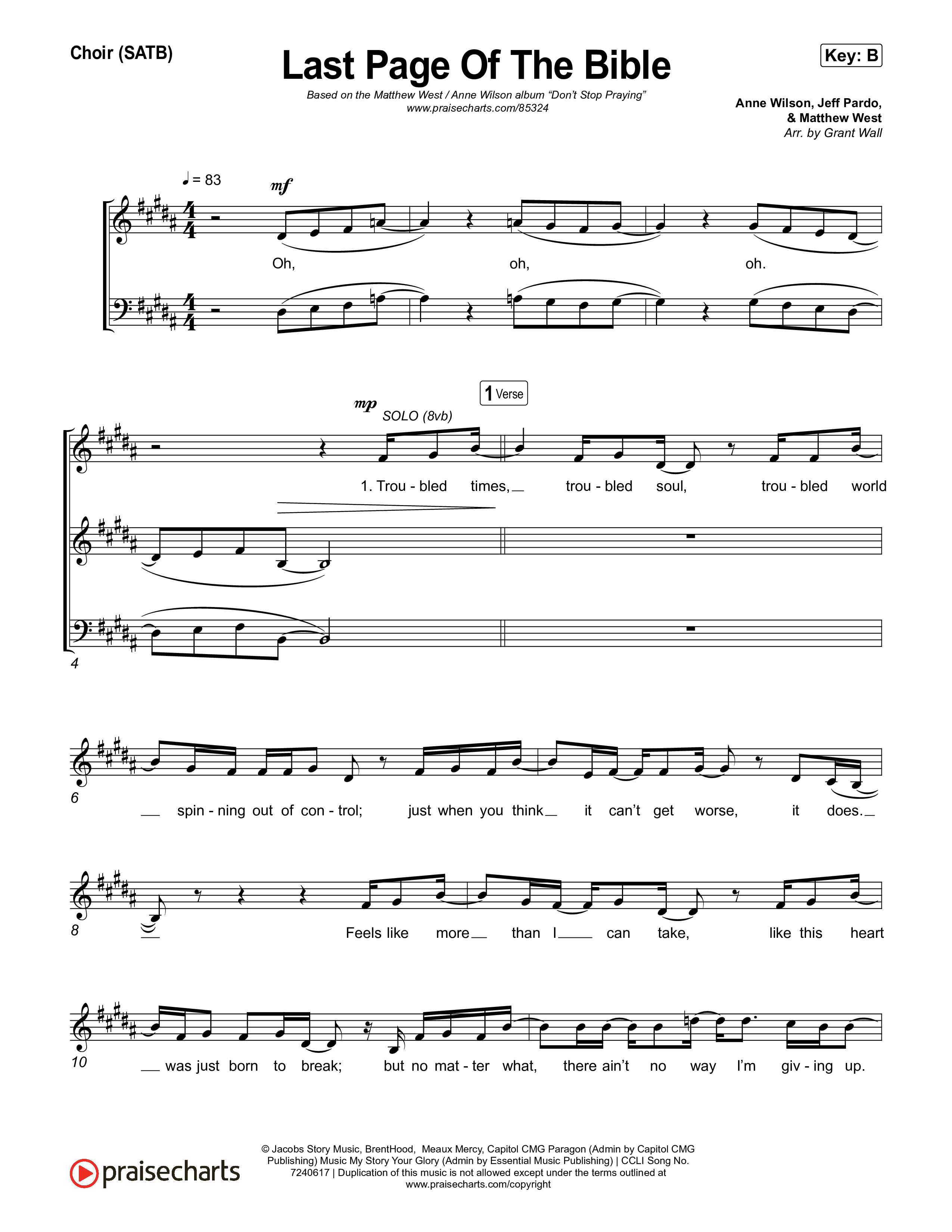 Last Page Of The Bible Choir Sheet (SATB) (Matthew West)