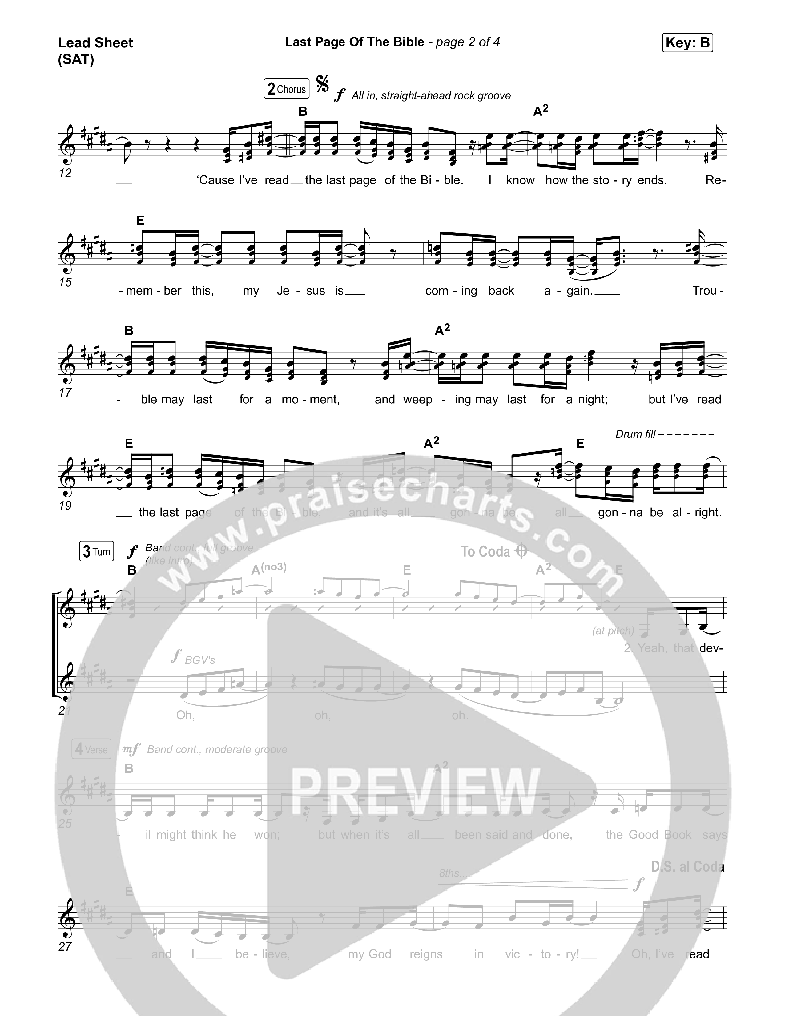 Last Page Of The Bible Lead Sheet (SAT) (Matthew West)