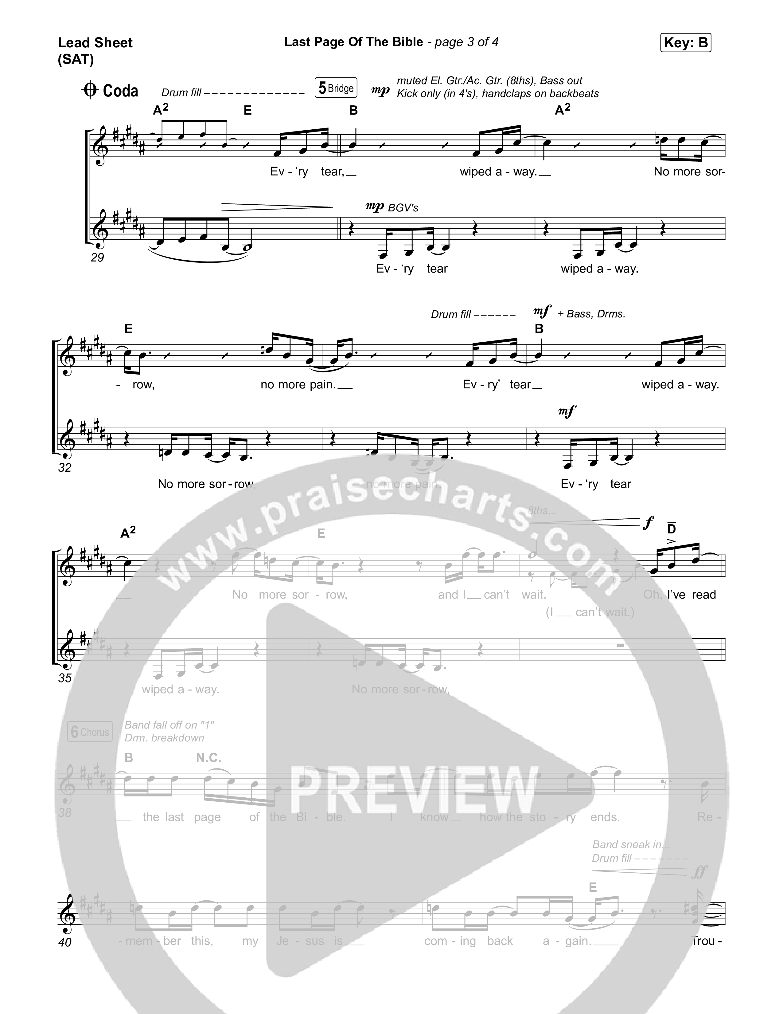 Last Page Of The Bible Lead Sheet (SAT) (Matthew West)