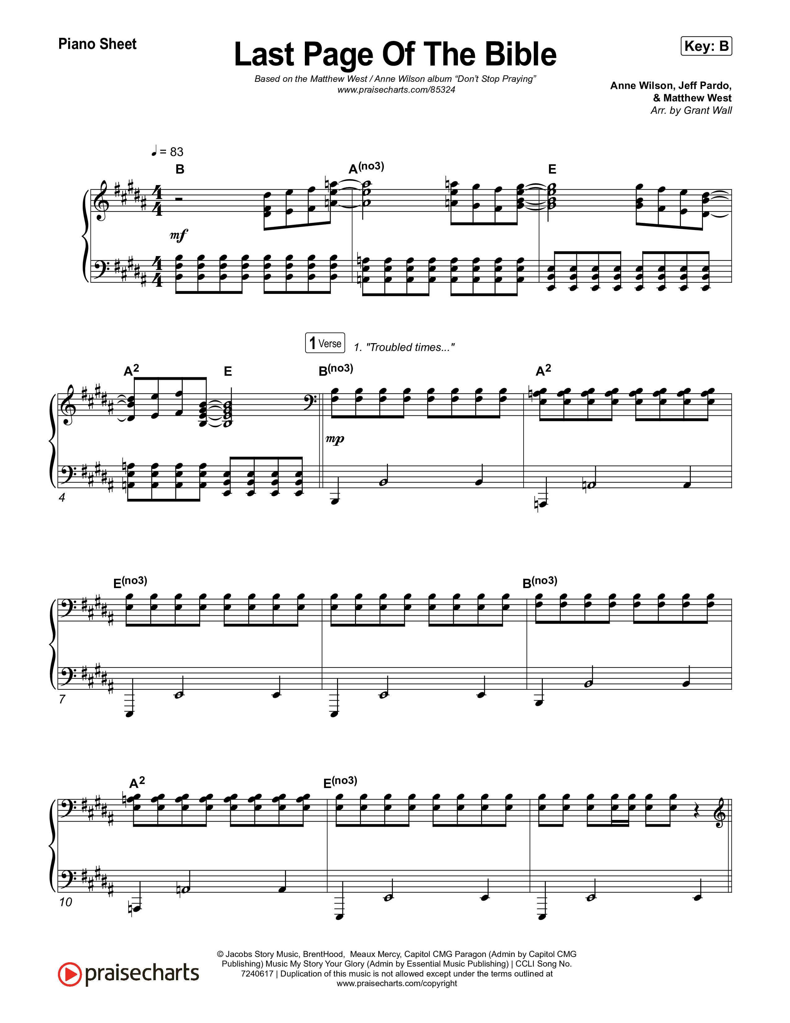 Last Page Of The Bible Piano Sheet (Matthew West)