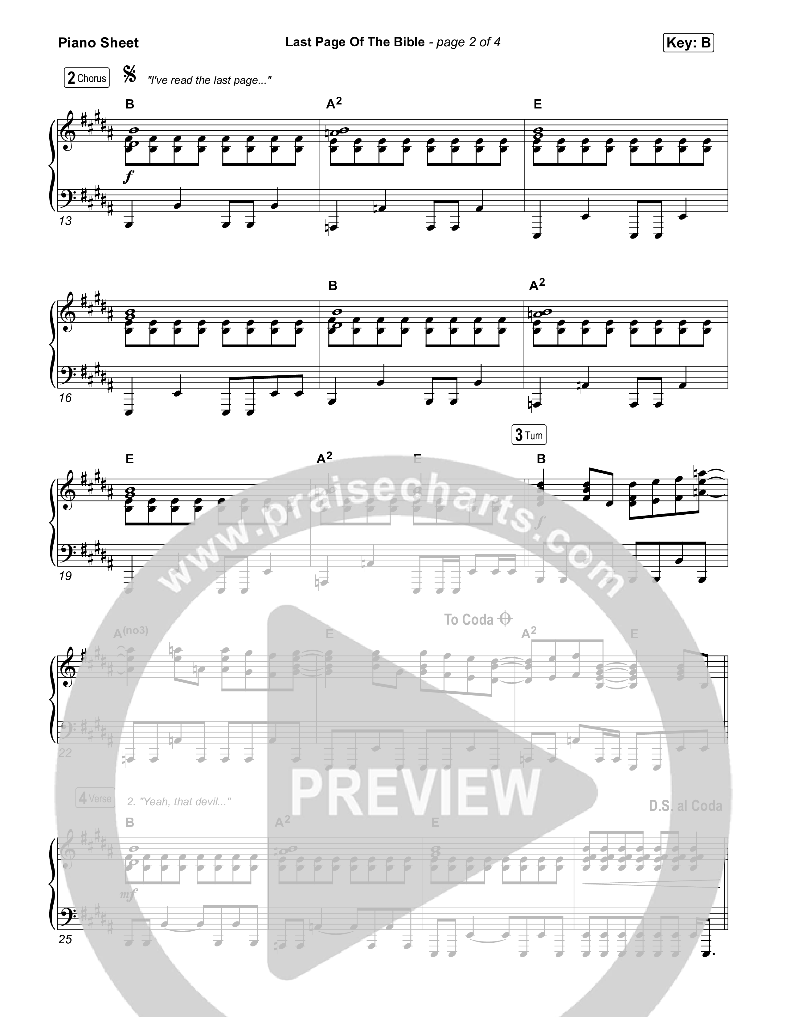 Last Page Of The Bible Piano Sheet (Matthew West)