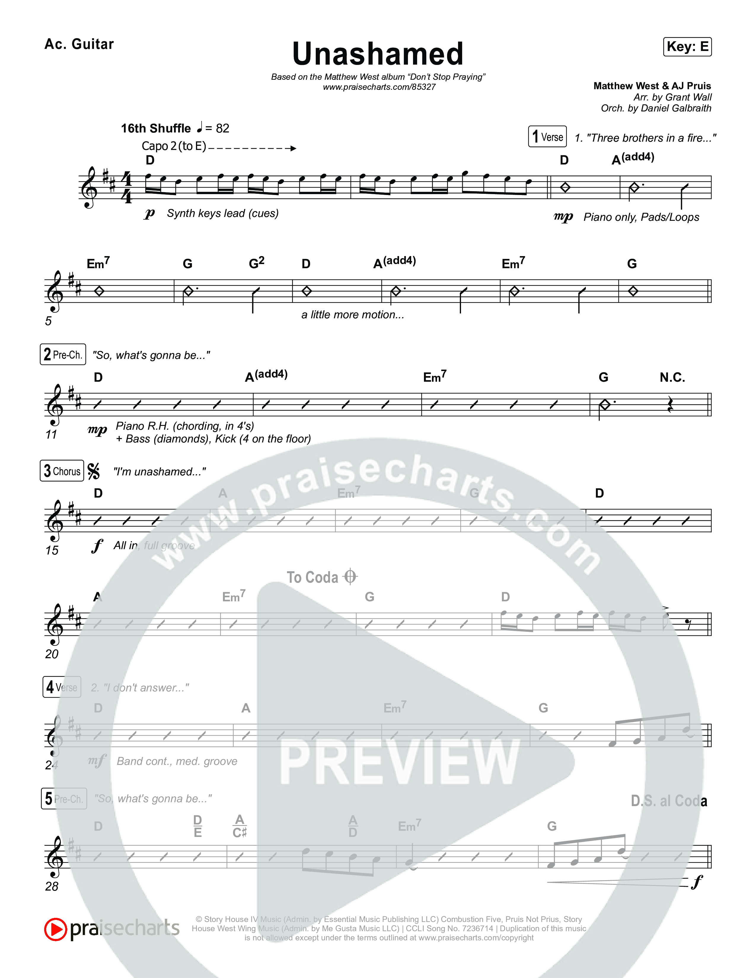 Unashamed Acoustic Guitar (Matthew West)